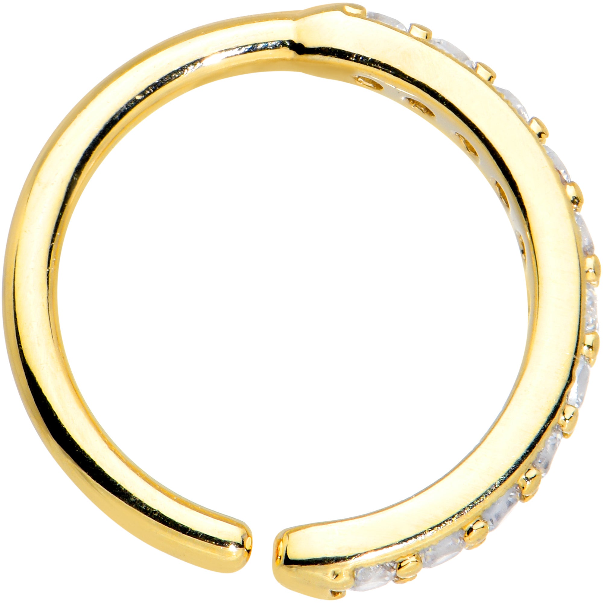 16G 3/8 Clear CZ Gem Gold Tone Forward Facing Closure Ring