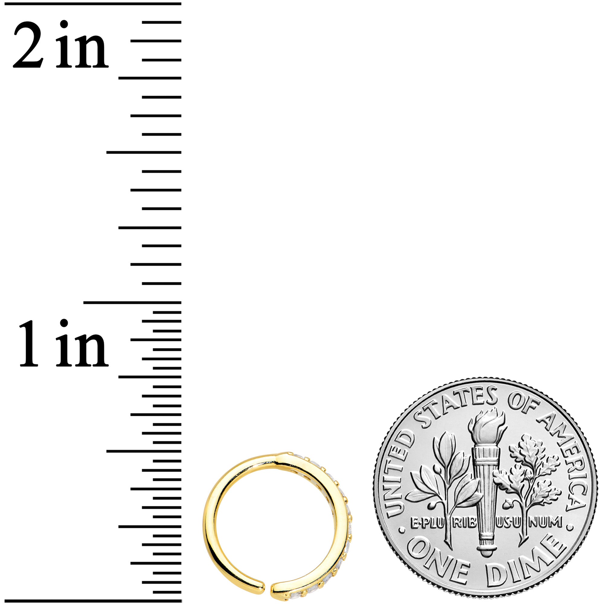 16G 3/8 Clear CZ Gem Gold Tone Forward Facing Closure Ring