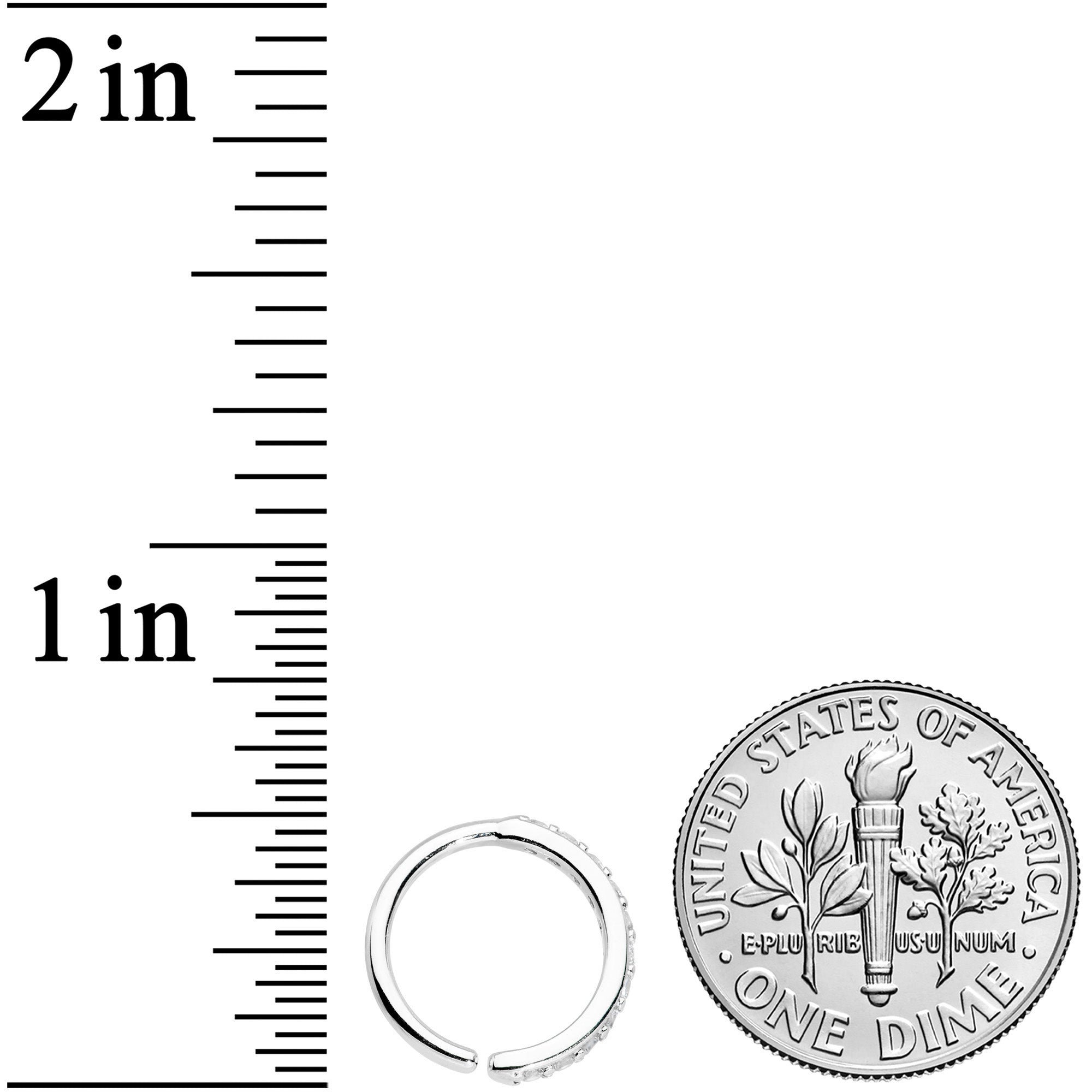 16G 3/8 Clear CZ Gem Forward Facing Closure Ring