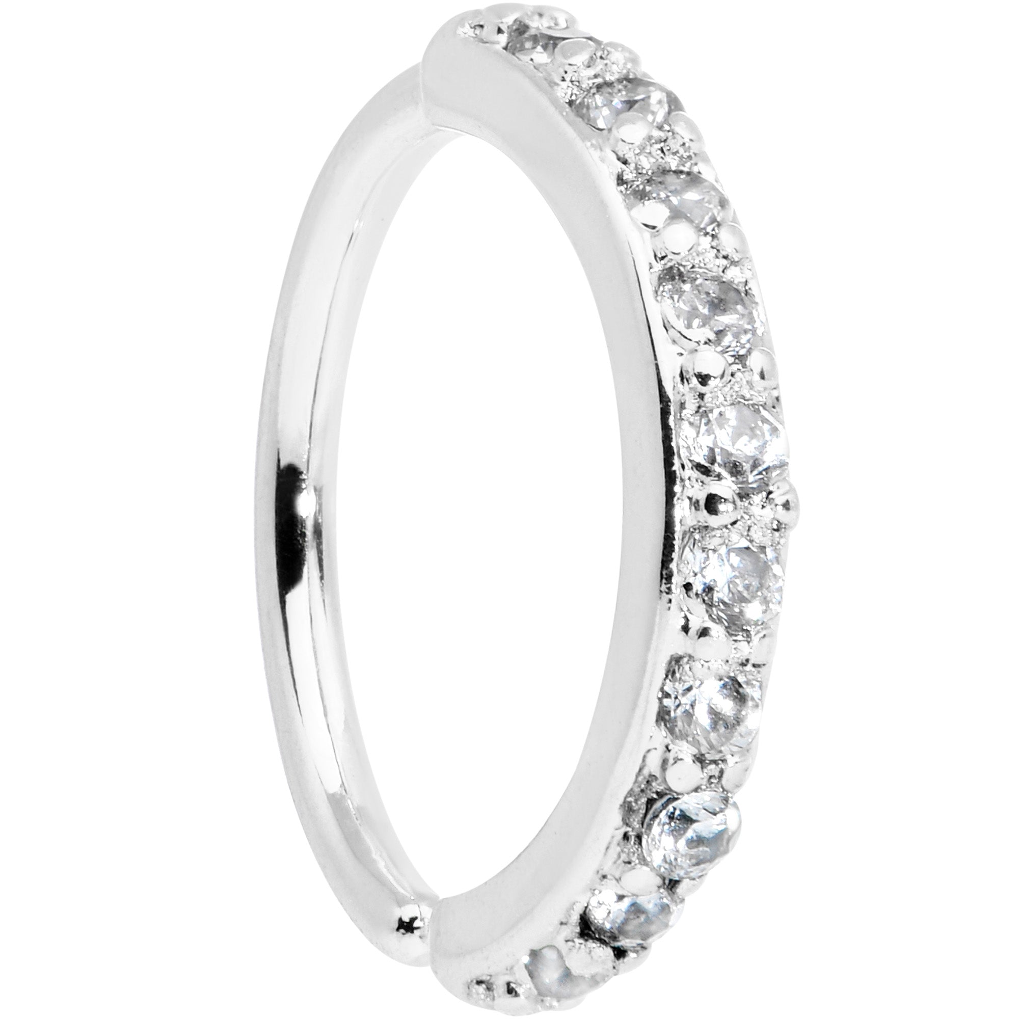 18G 5/16 Clear CZ Gem Forward Facing Closure Ring