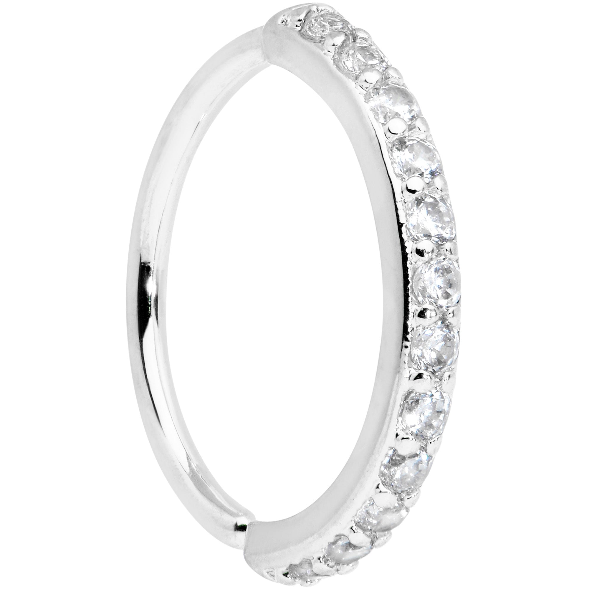 18G 3/8 Clear CZ Gem Forward Facing Closure Ring