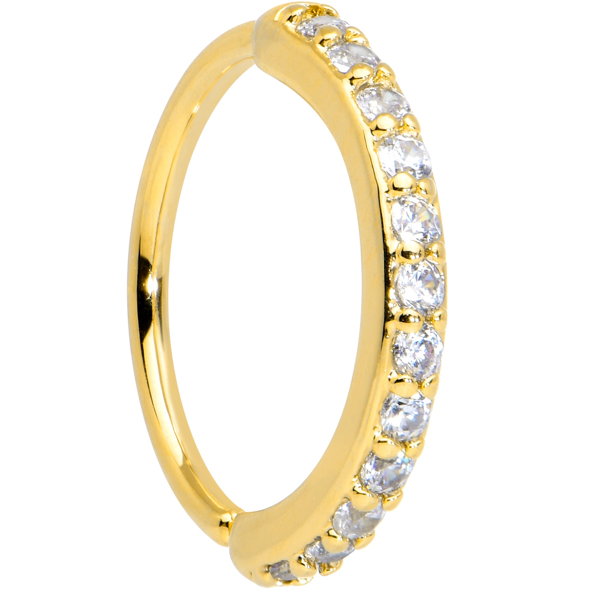 20G 5/16 Clear CZ Gem Gold Tone Forward Facing Nose Hoop