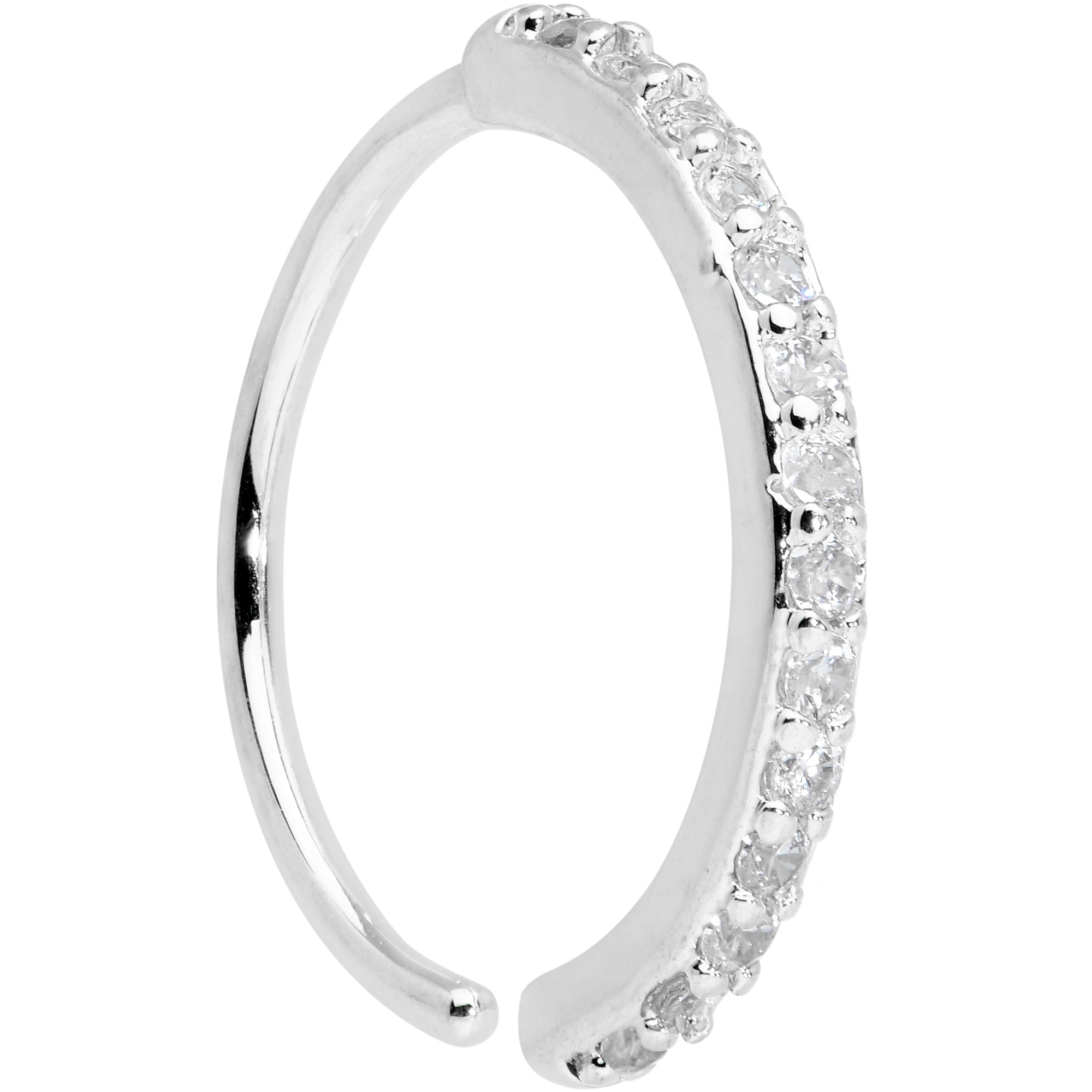 20G 3/8 Clear CZ Gem Forward Facing Nose Hoop