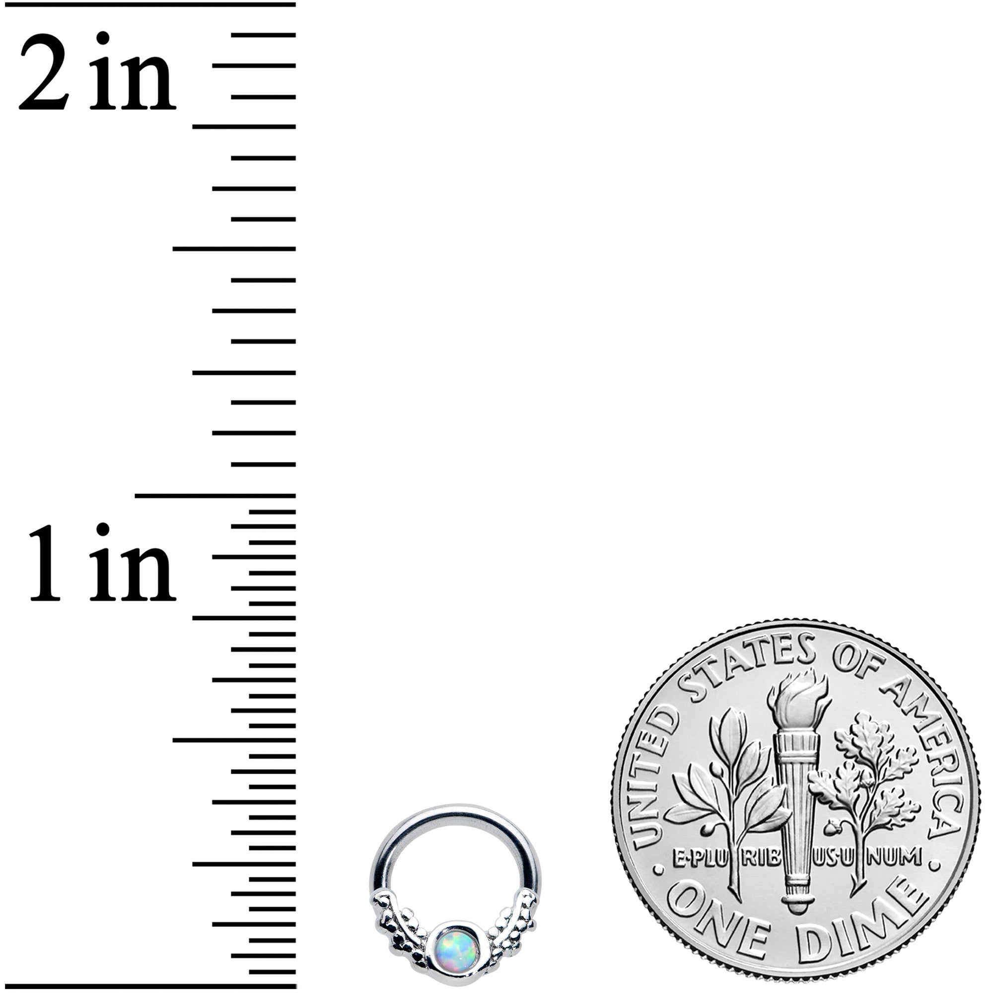 14 16G 1/4 5/16 White Synthetic Opal BCR Captive Ring Set of 4