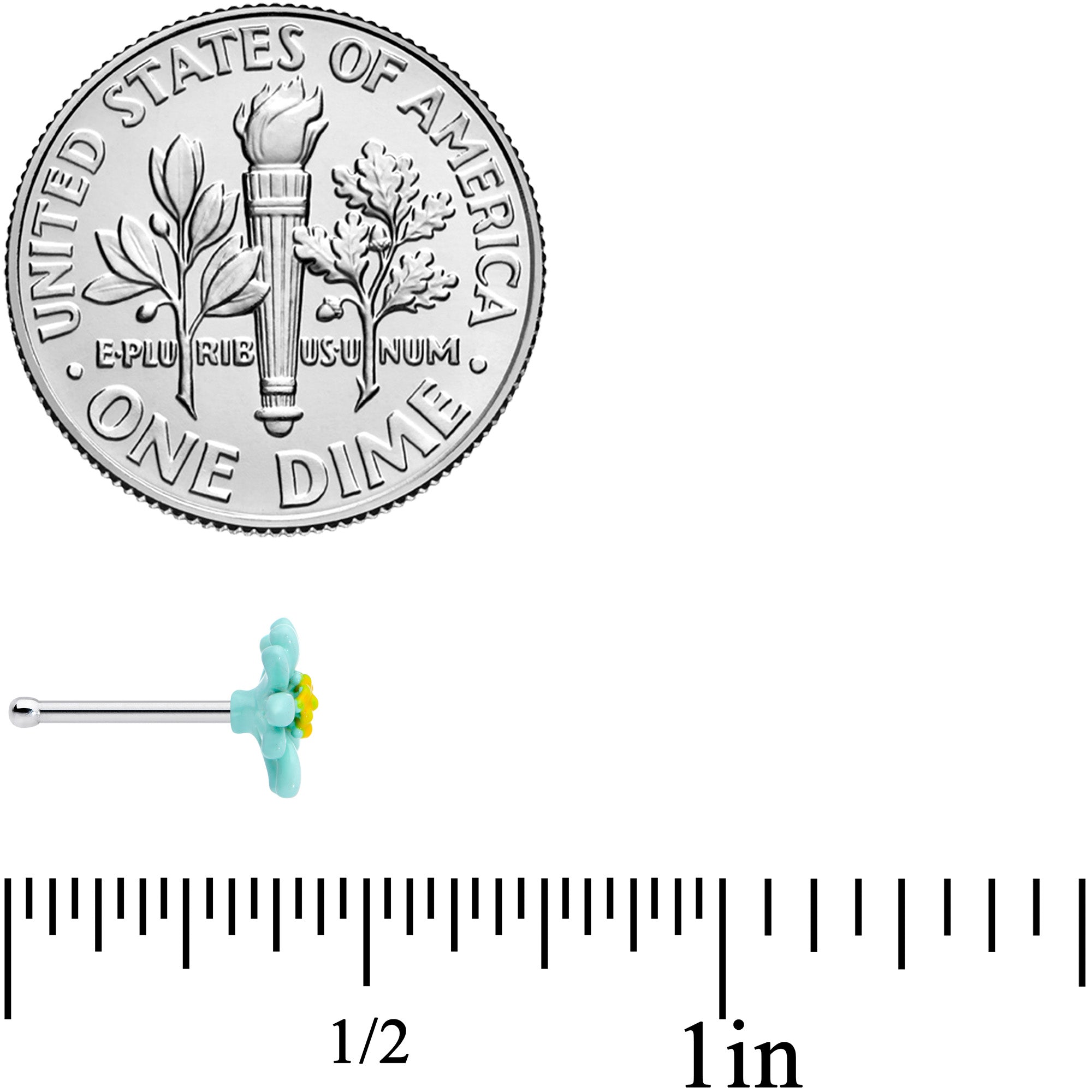 20G 1/4 5/16 Gold Tone Flower Ladybug Nose Hoop Bone Set of 3