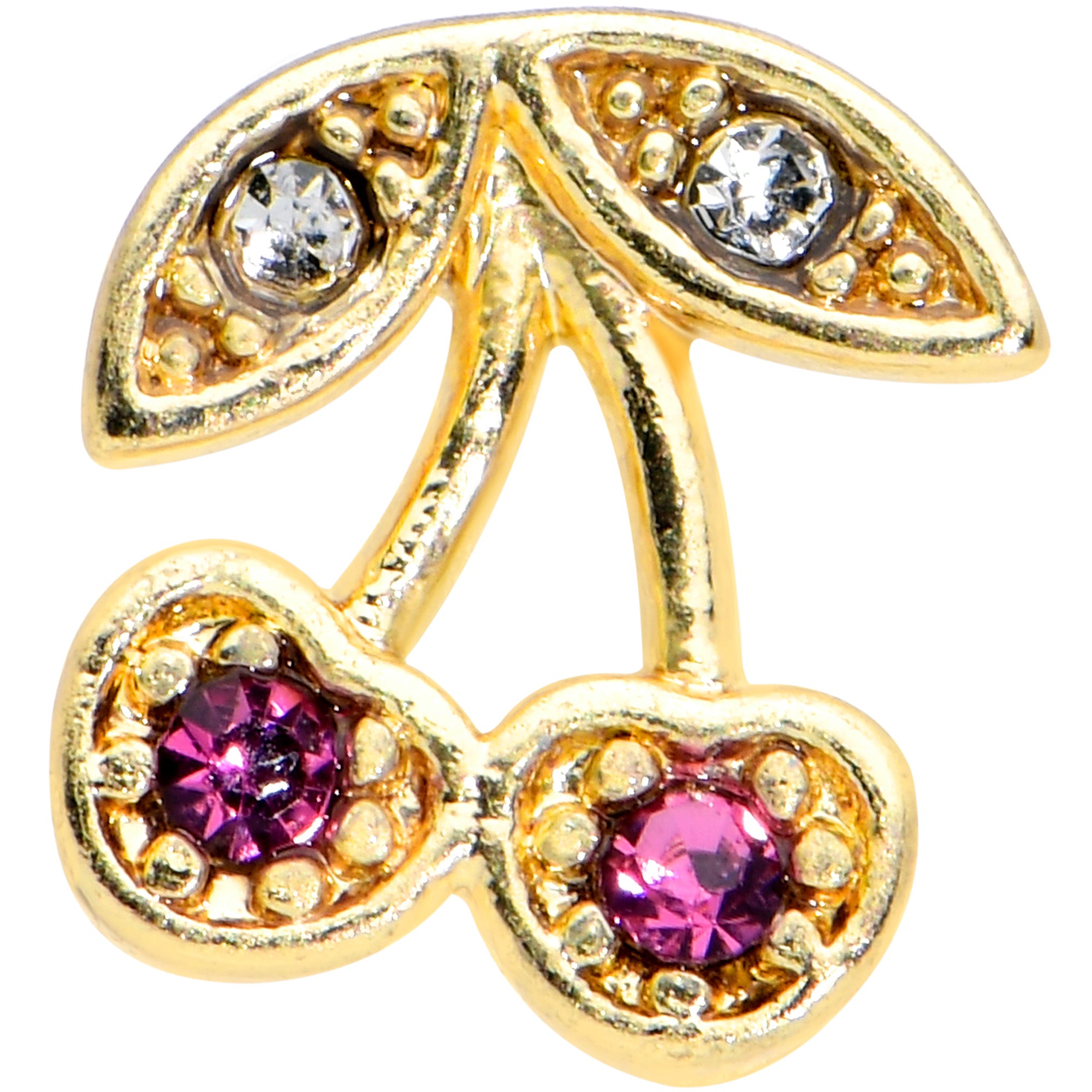 16G 1/4 Clear Purple Gem Gold Tone Very Cherry Cartilage Tragus