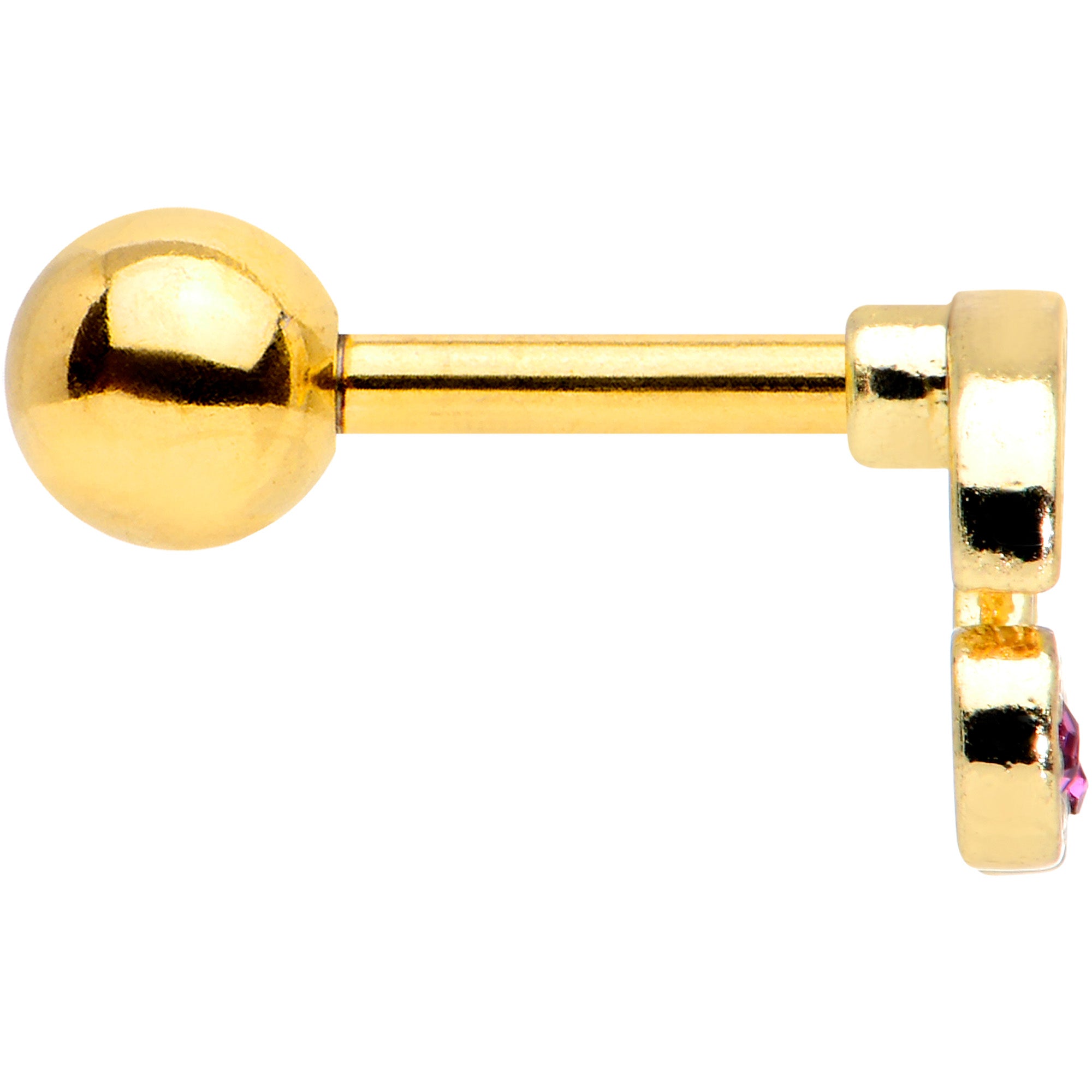 16G 1/4 Clear Purple Gem Gold Tone Very Cherry Cartilage Tragus