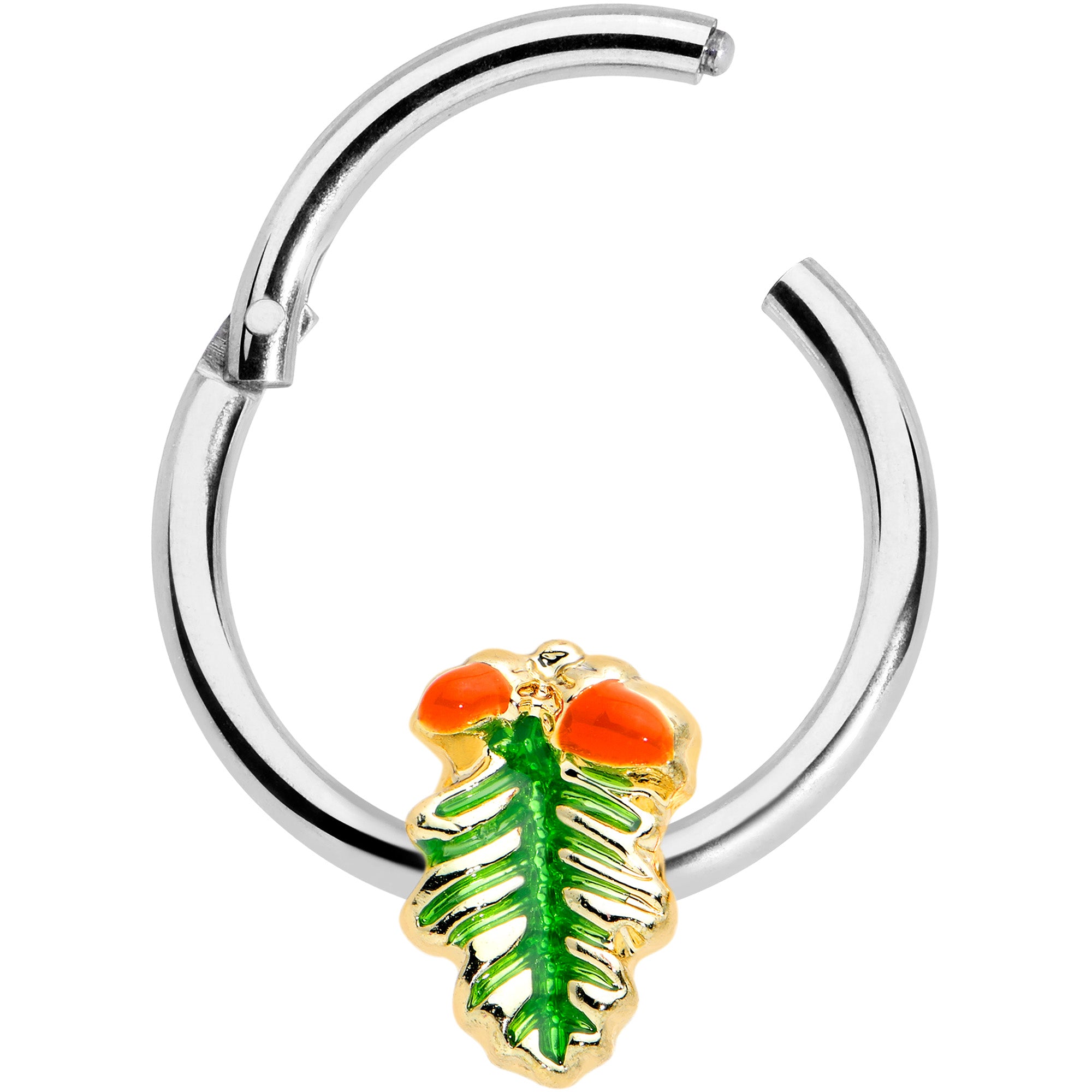 16G 3/8 Acorns Pine Cone Autumn Hinged Segment Ring