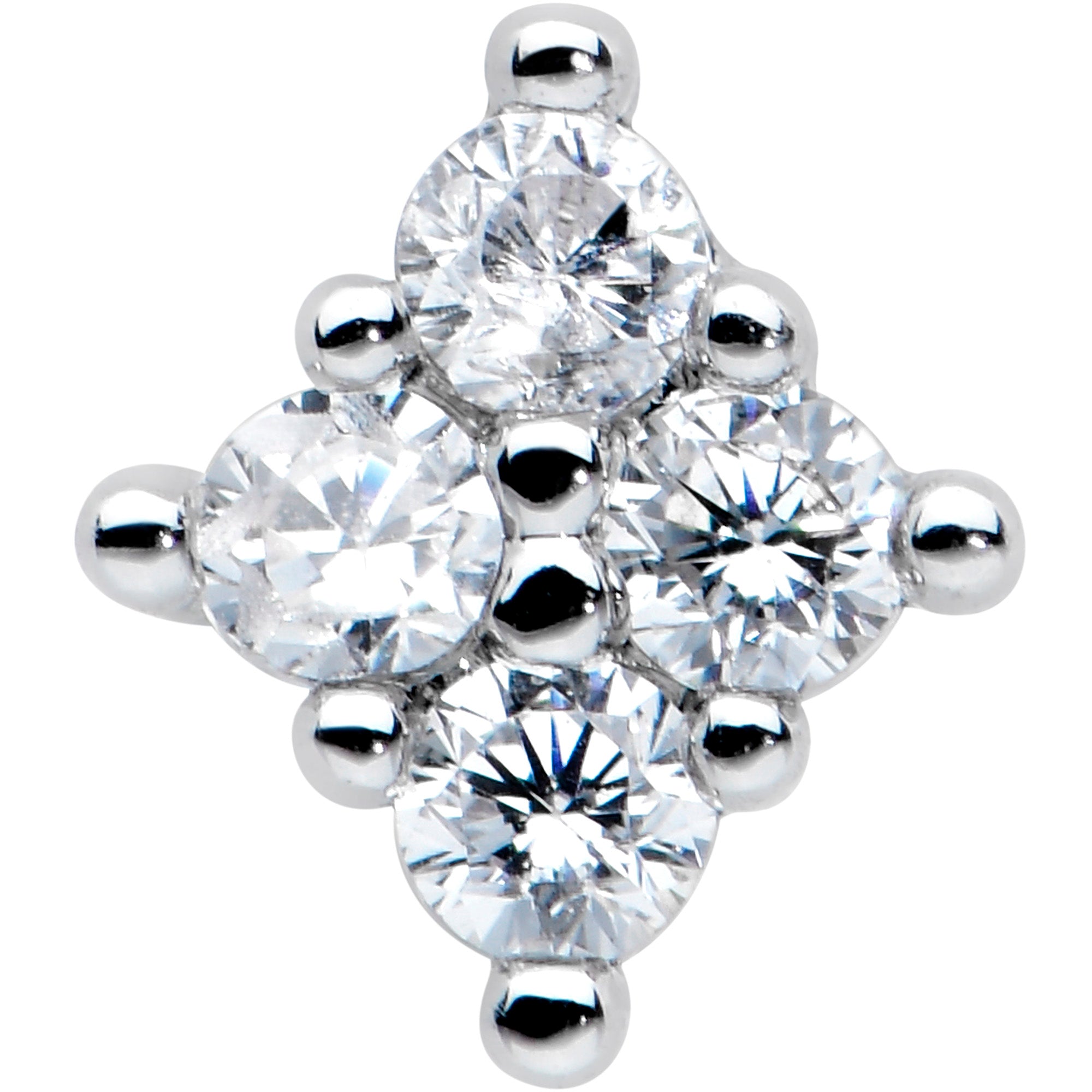 20G 1/4 Clear CZ Gem Simple Rhombus Classic L Shape Nose Ring