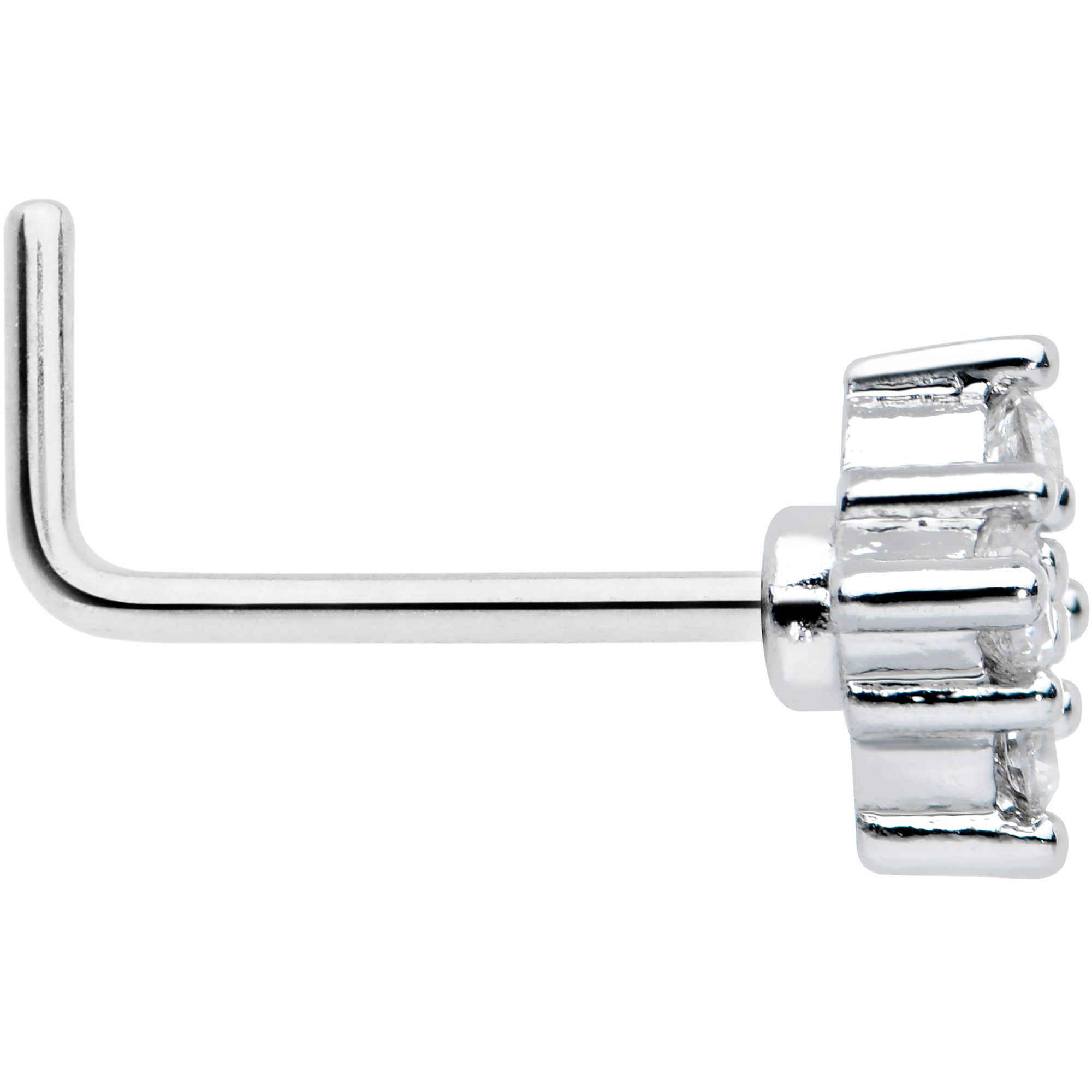 20G 1/4 Clear CZ Gem Simple Rhombus Classic L Shape Nose Ring