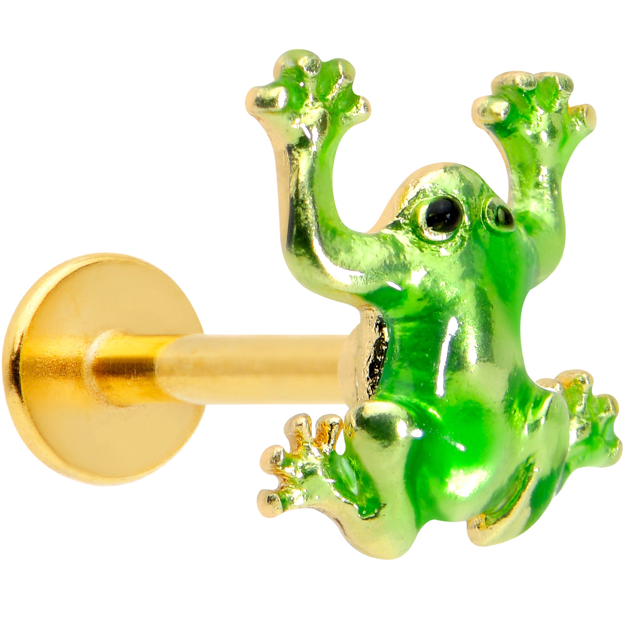 16G 5/16 Gold Tone Green Tree Frog Labret Monroe Tragus