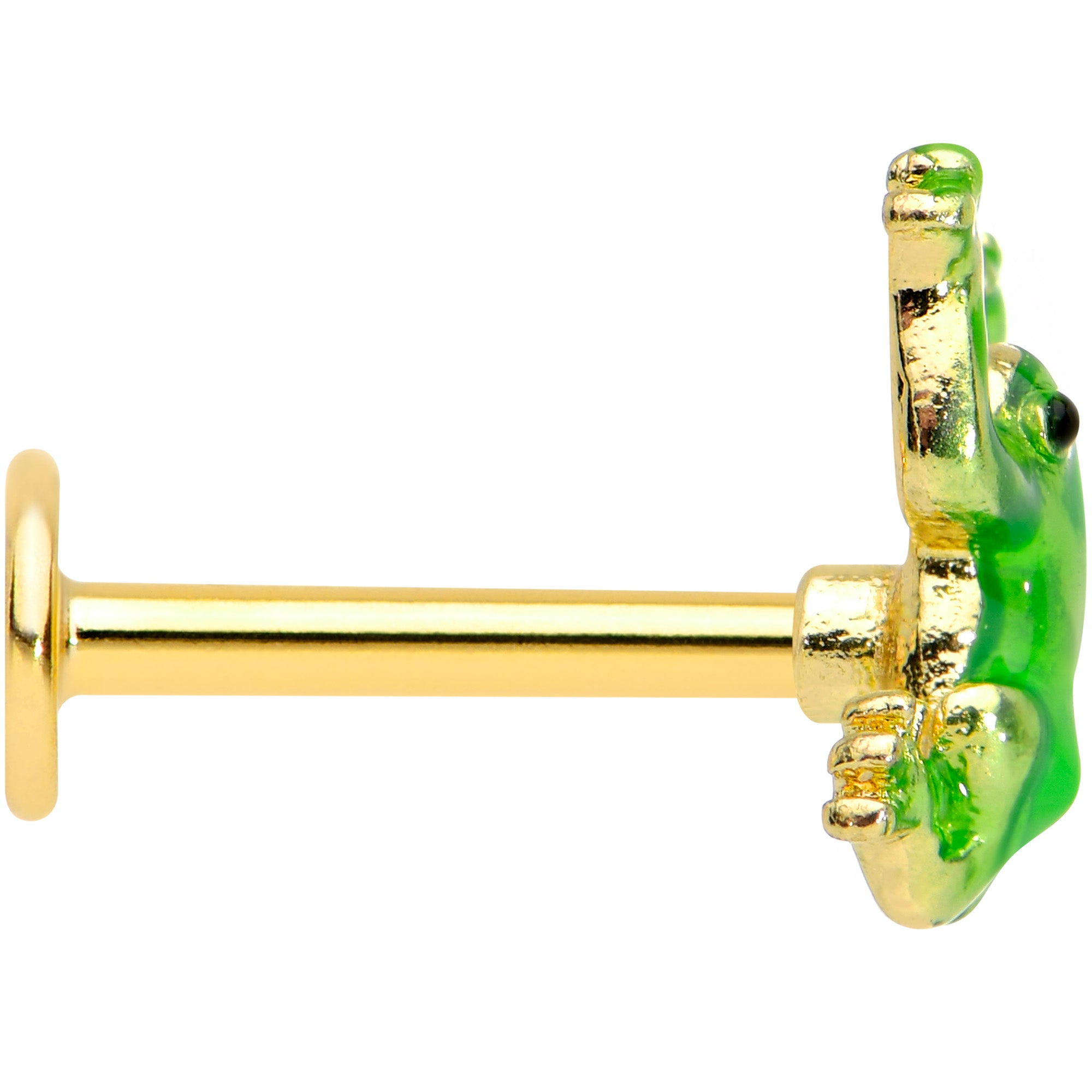 16G 5/16 Gold Tone Green Tree Frog Labret Monroe Tragus