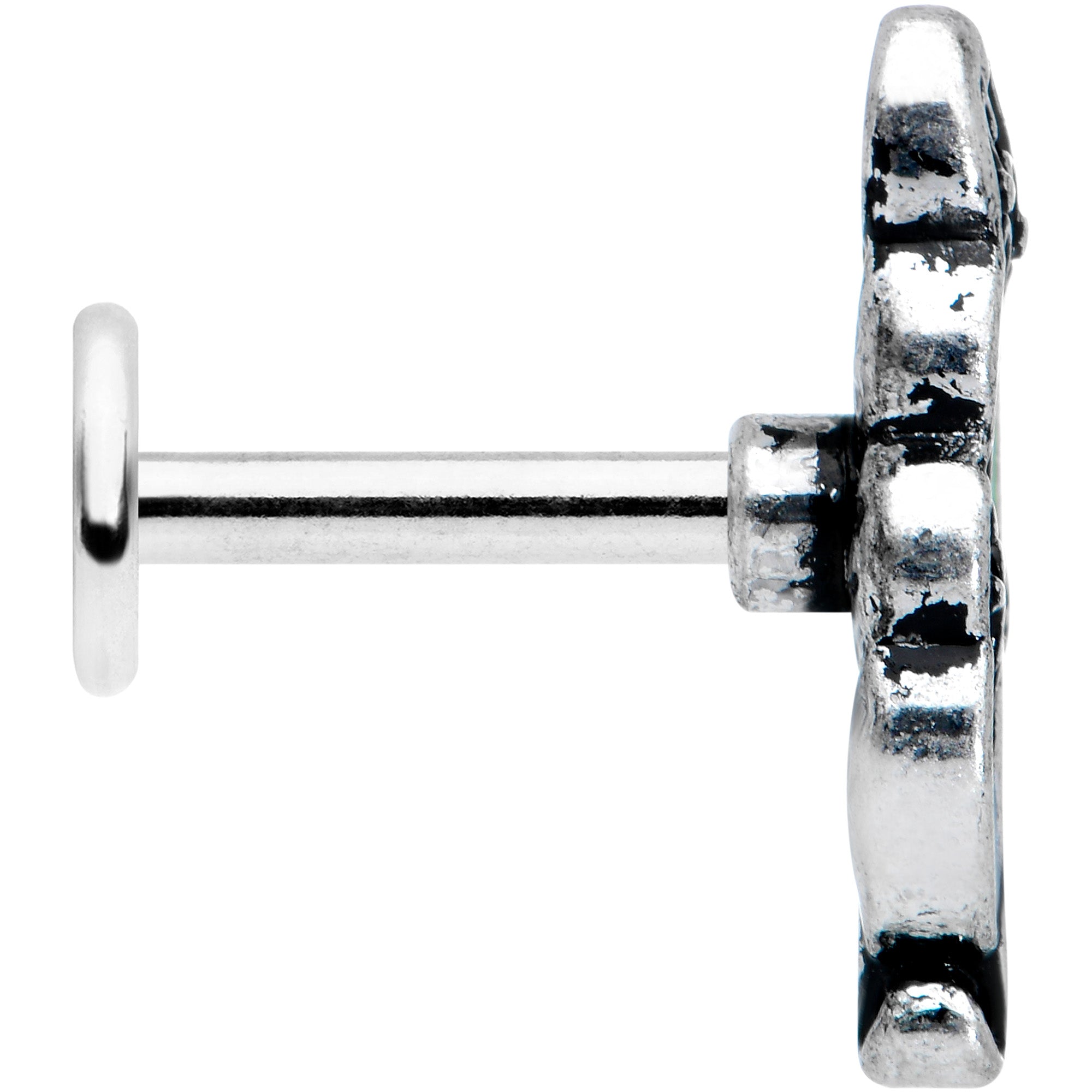 16G 1/4 Filigree Blue Green Leaves Labret Monroe Tragus