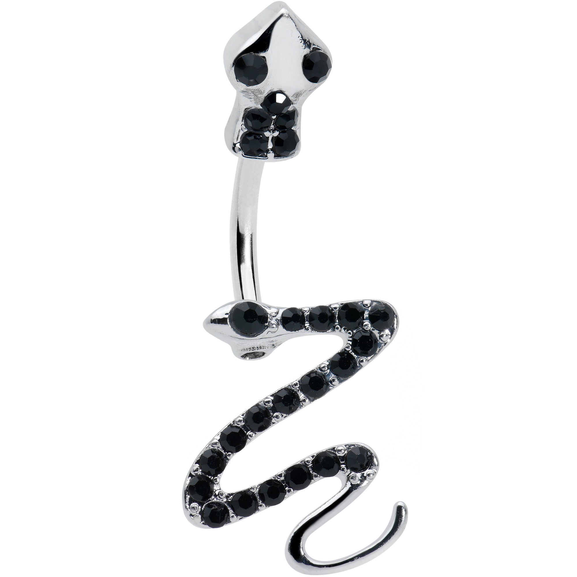 Black Gem Stylish Snakes Double Mount Belly Ring