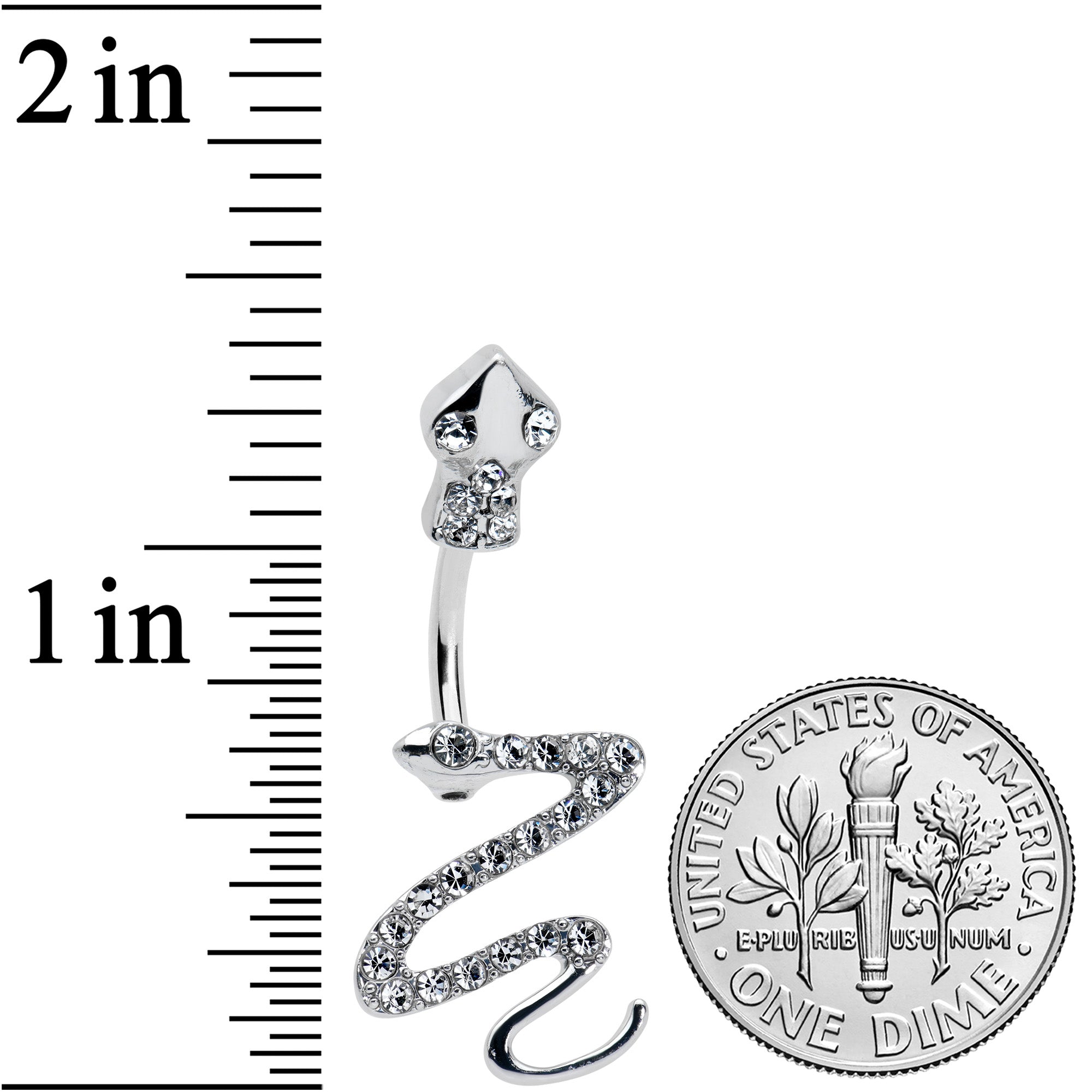 Clear Gem Stylish Snakes Double Mount Belly Ring