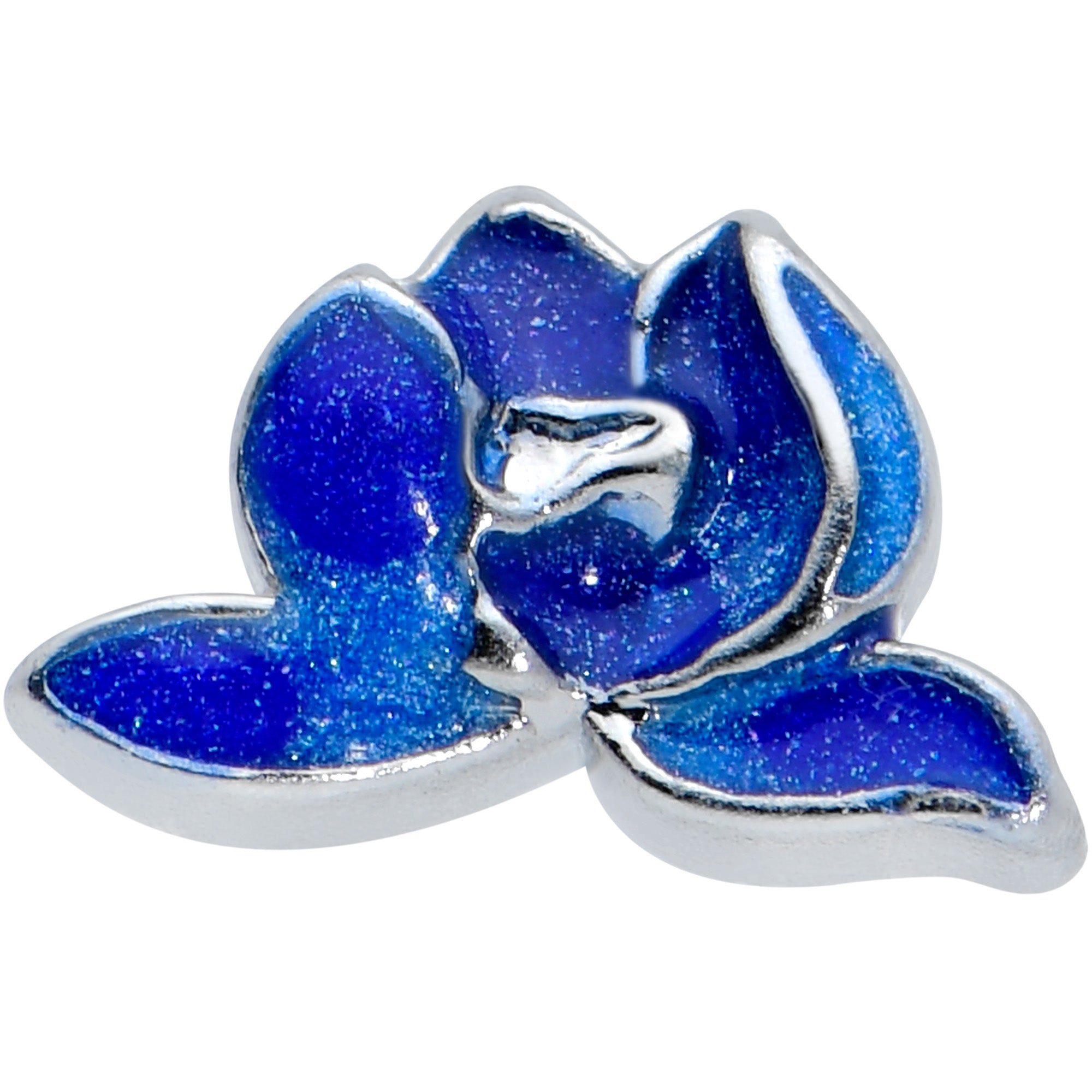 18G 5/16 Lovely Blue Lotus Flower L Shape Nose Ring