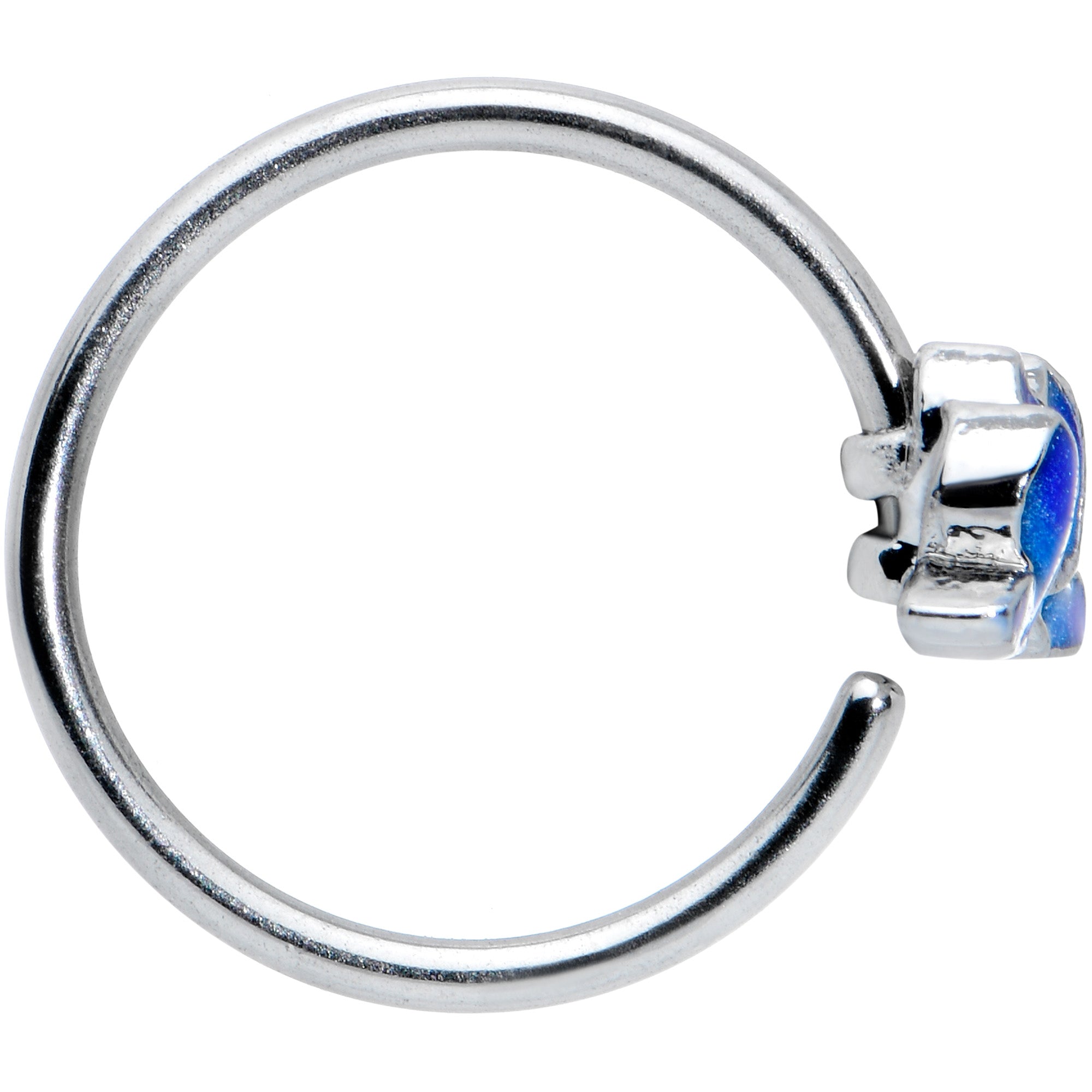 18G 3/8 Lovely Blue Lotus Flower Nose Hoop