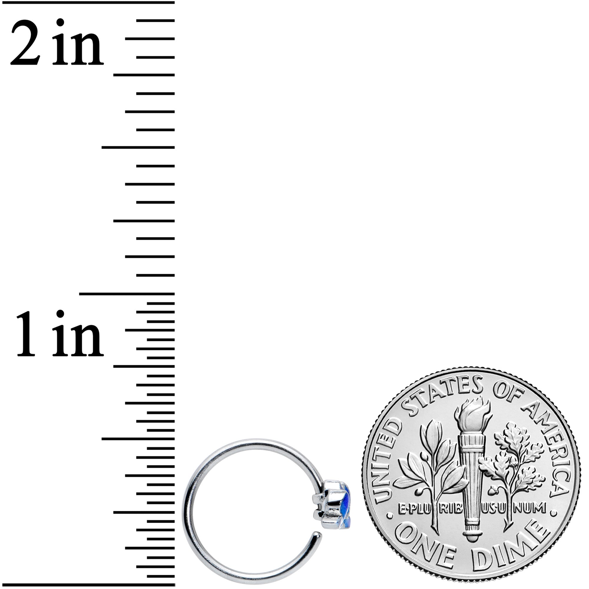 18G 3/8 Lovely Blue Lotus Flower Nose Hoop