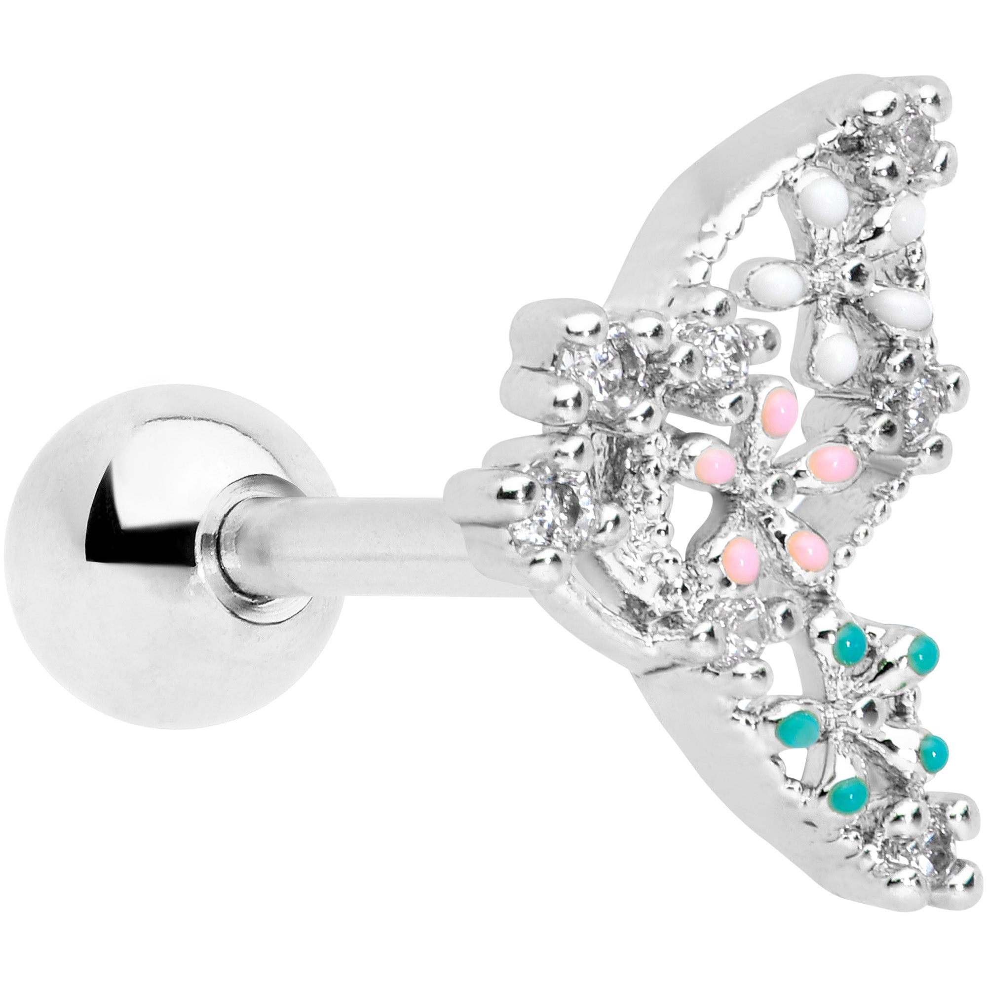 16G 1/4 Clear CZ Gem Abstract Butterfly Cartilage Tragus Earring