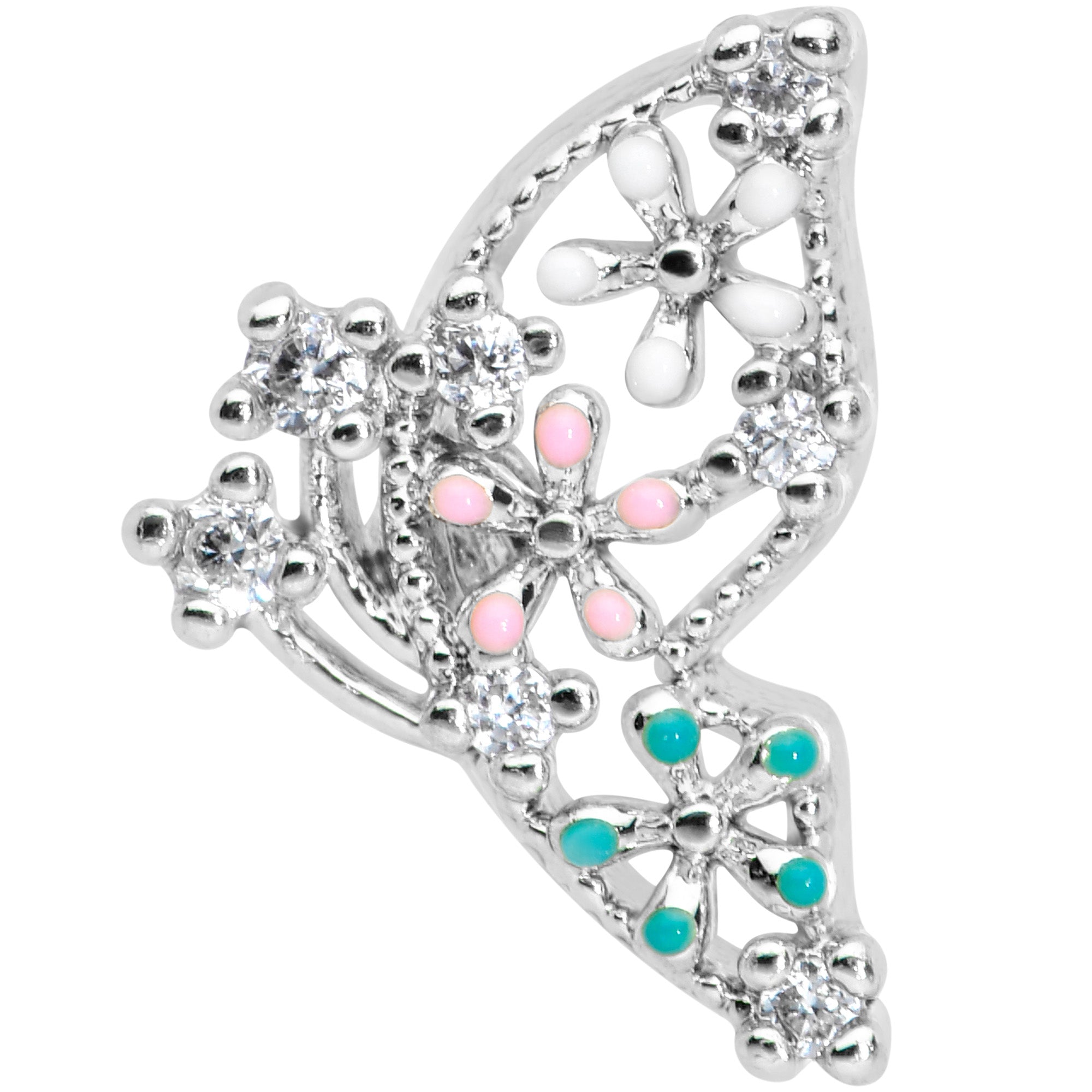 16G 1/4 Clear CZ Gem Abstract Butterfly Cartilage Tragus Earring
