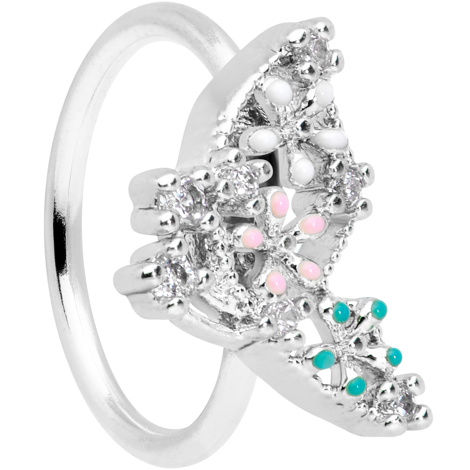 20G 5/16 Clear CZ Gem Abstract Butterfly Nose Hoop