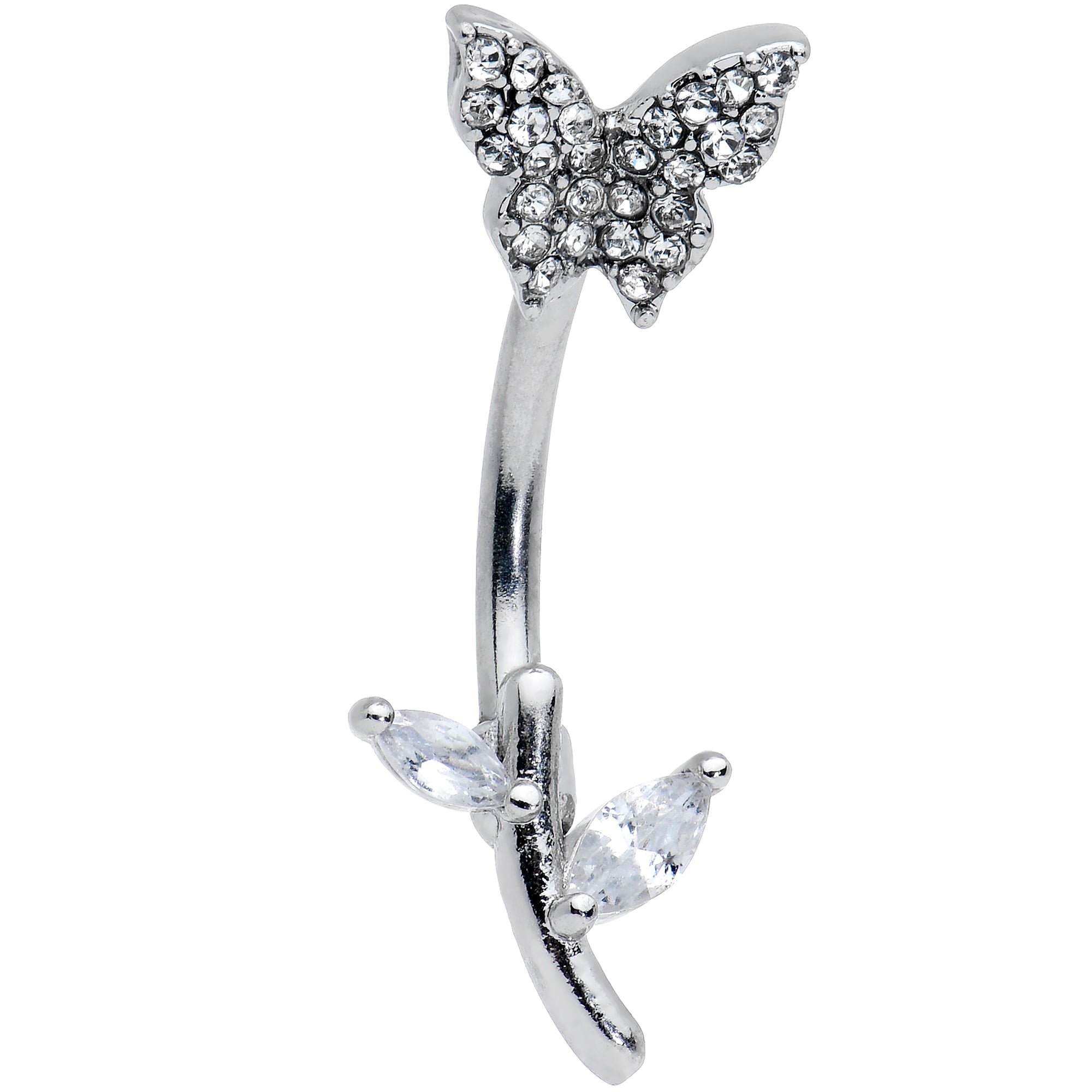 Clear Gem Branch Butterfly Top Mount Belly Ring