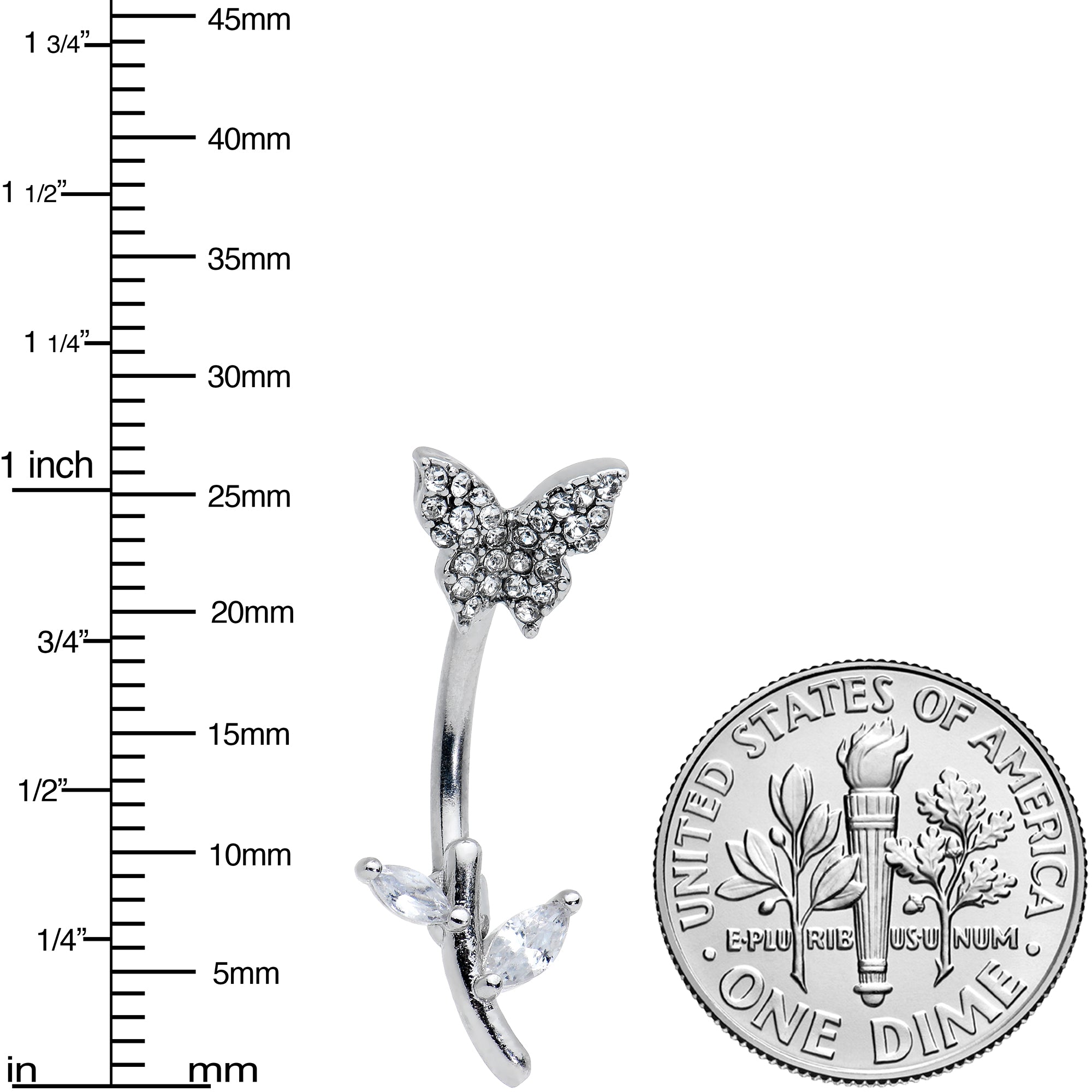Clear Gem Branch Butterfly Top Mount Belly Ring