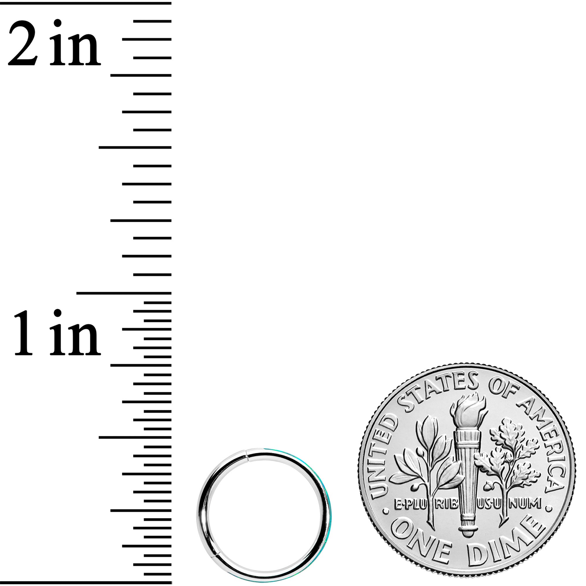 16G 3/8 Green Synthetic Opal Forward Facing Hinged Segment Ring