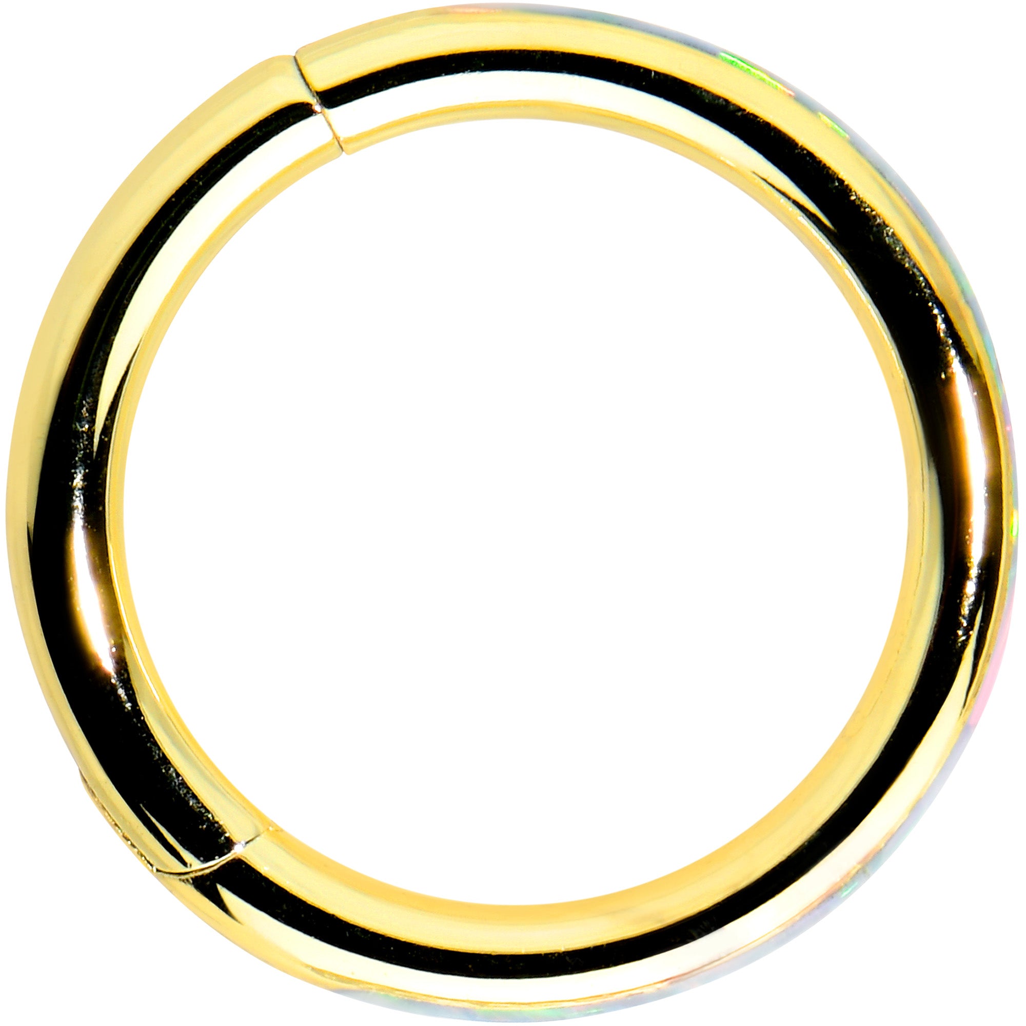 16G 5/16 White Synth Opal Gold Tone Forward Facing Segment Ring