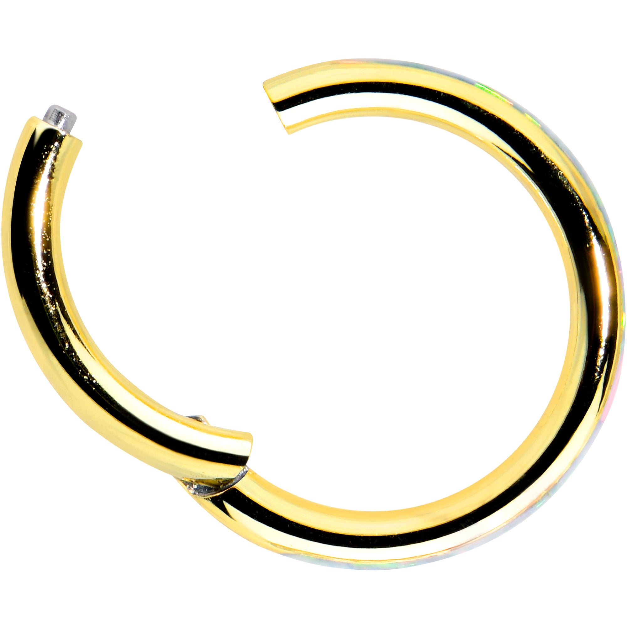 16G 5/16 White Synth Opal Gold Tone Forward Facing Segment Ring