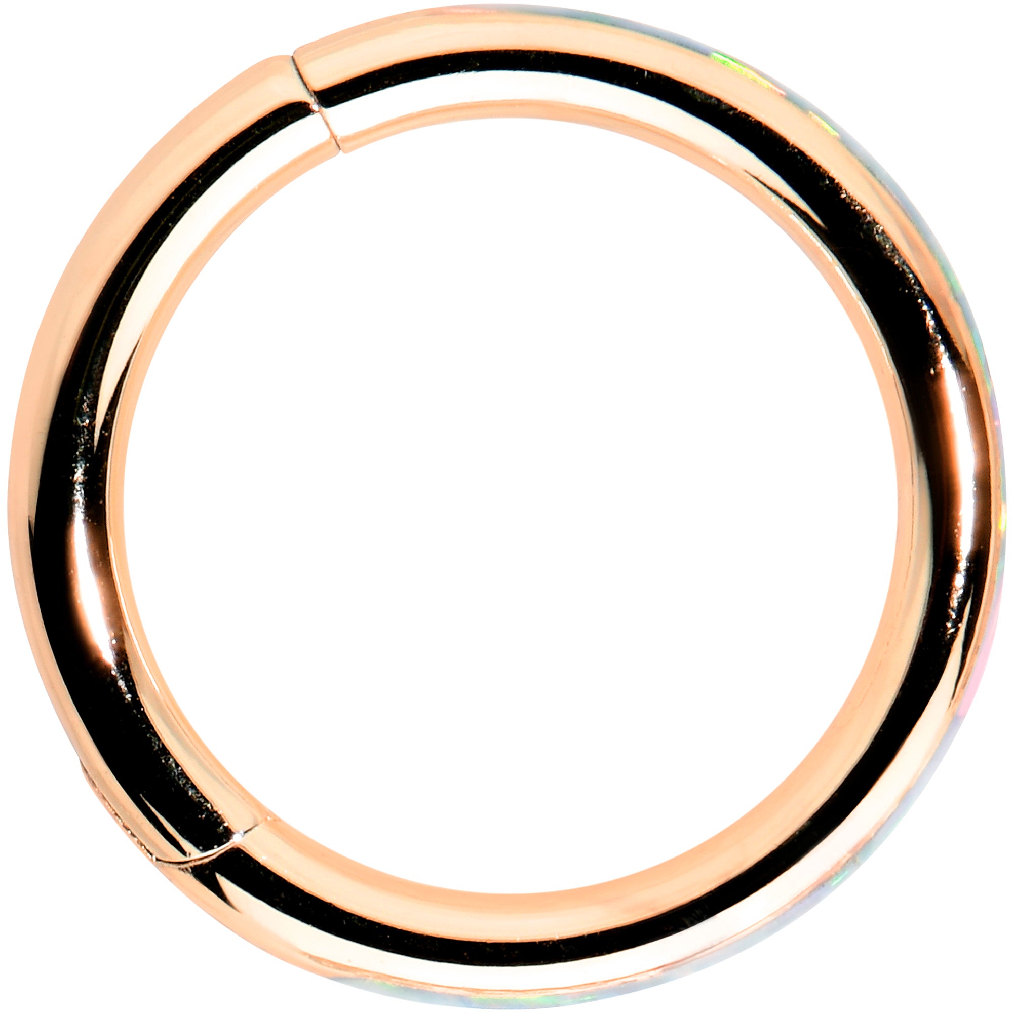 16G 5/16 White Synth Opal Rose Gold Hue Forward Face Segment Ring