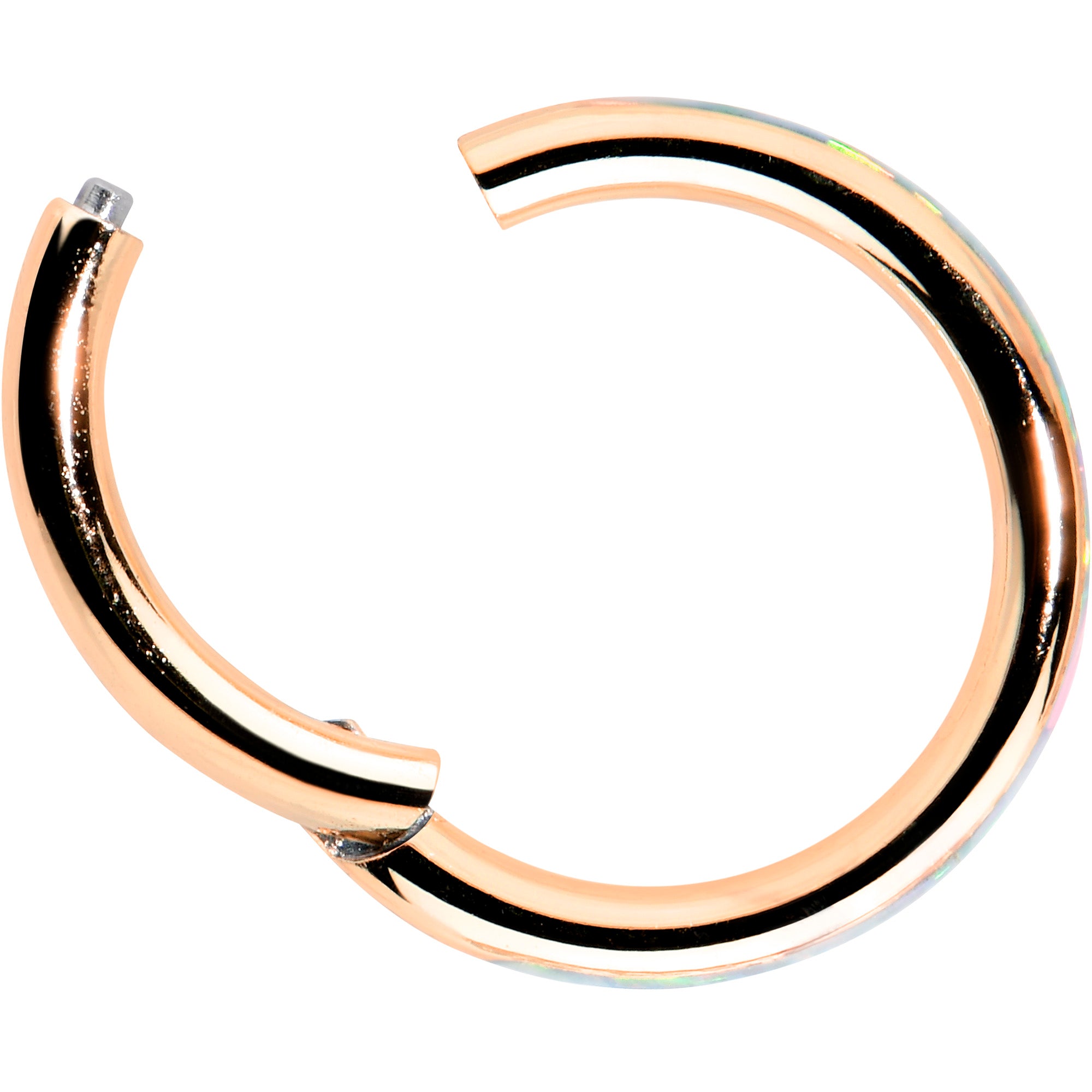 16G 5/16 White Synth Opal Rose Gold Hue Forward Face Segment Ring