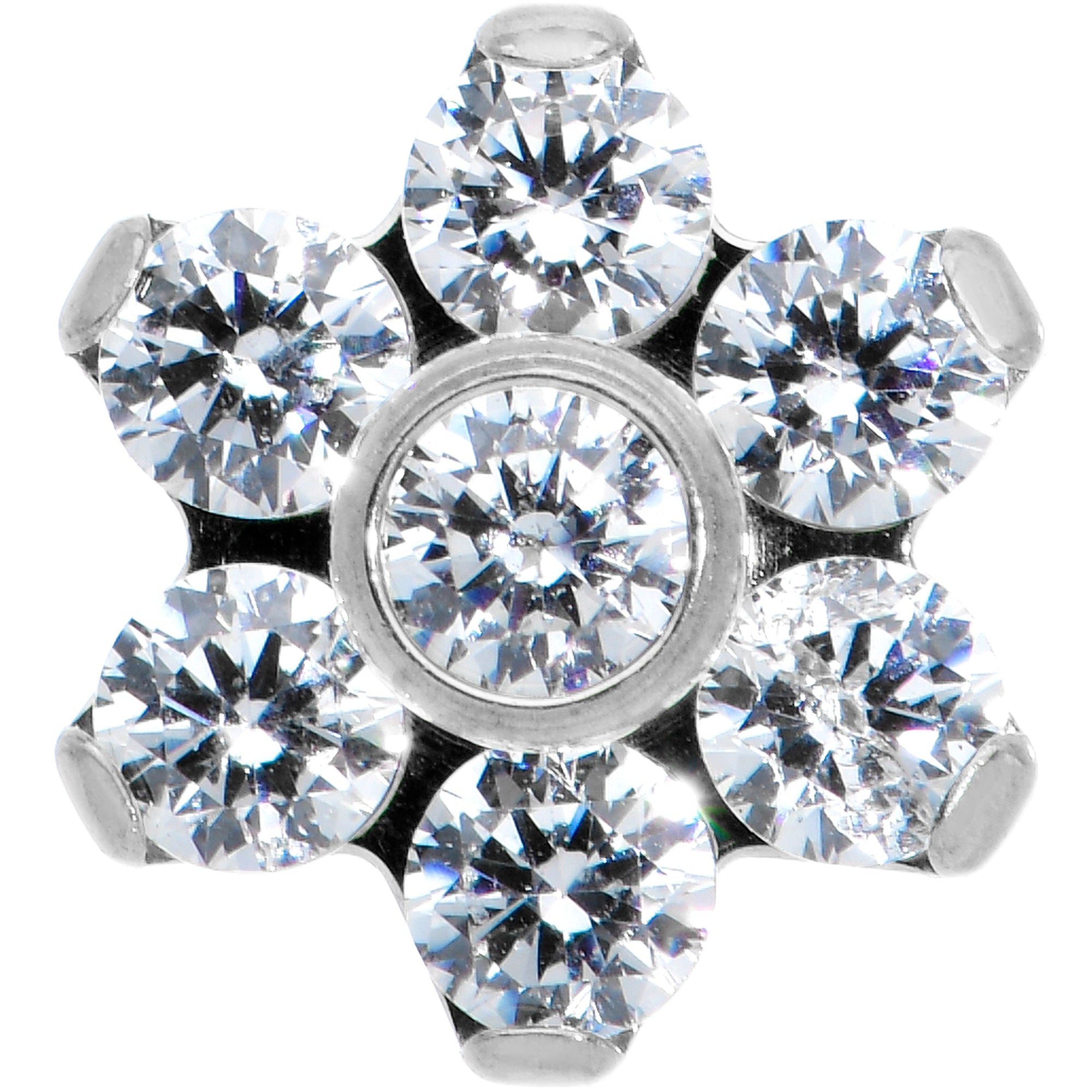 16G 1/4 Clear CZ Gem G23 Titanium Flower Labret Monroe Tragus