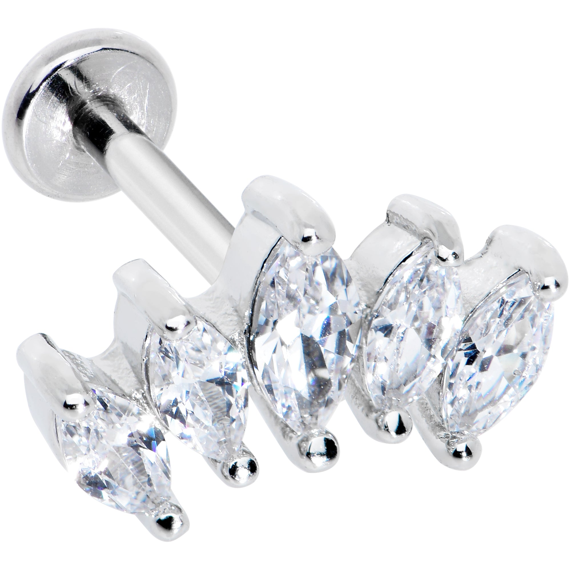 16G 5/16 Clear CZ Gem Fan Internally Thread Labret Monroe Tragus