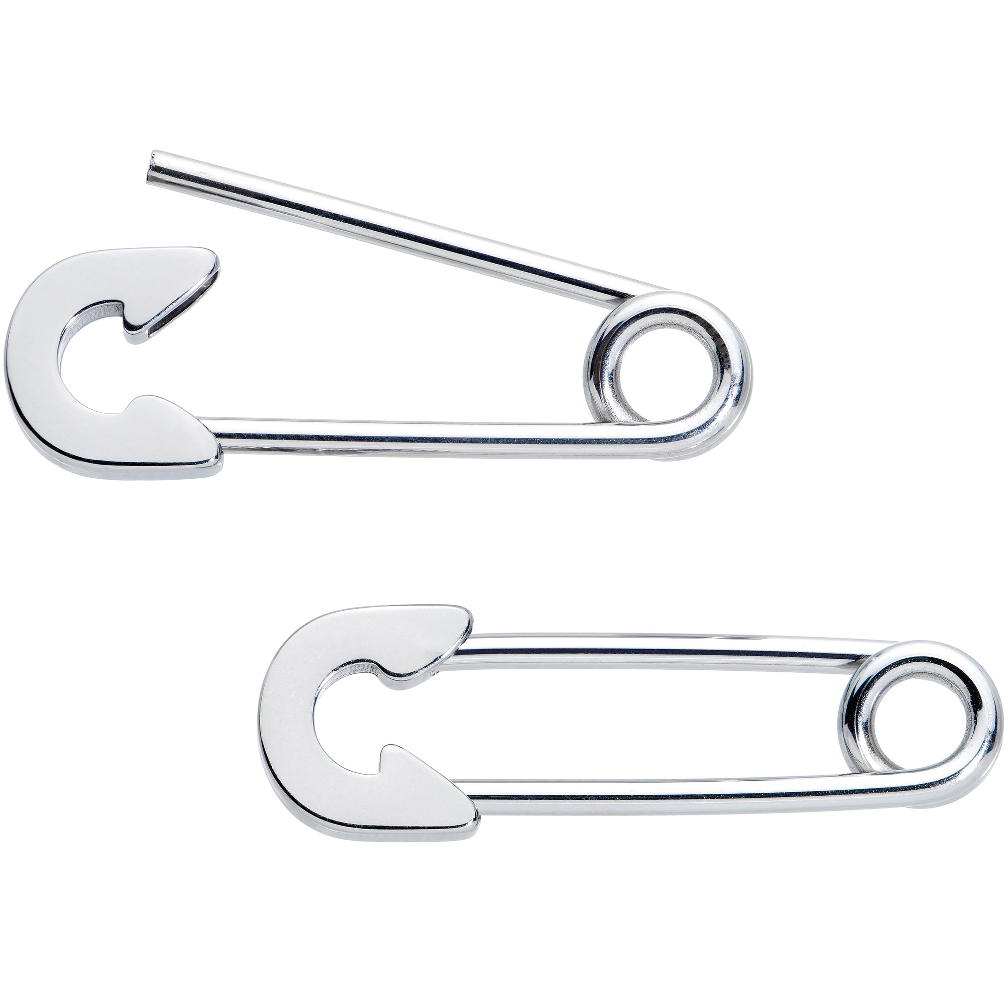 14G 3/4 Punk Rock Safety Pin Barbell Nipple Ring Set