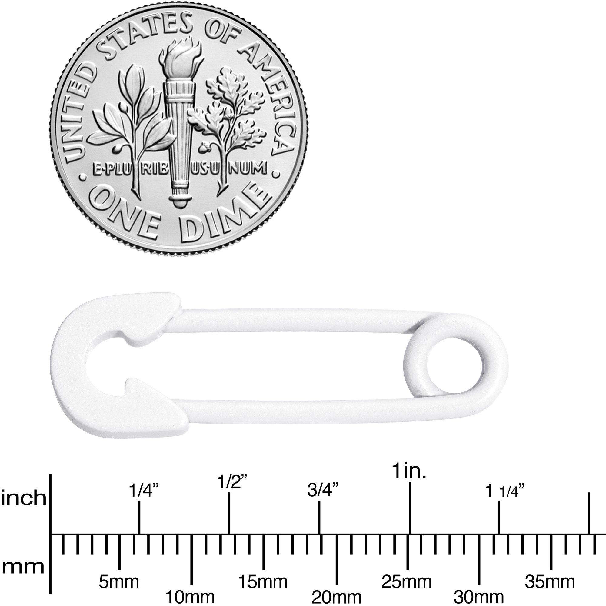 14G 3/4 White Matte Punk Rock Safety Pin Barbell Nipple Ring Set