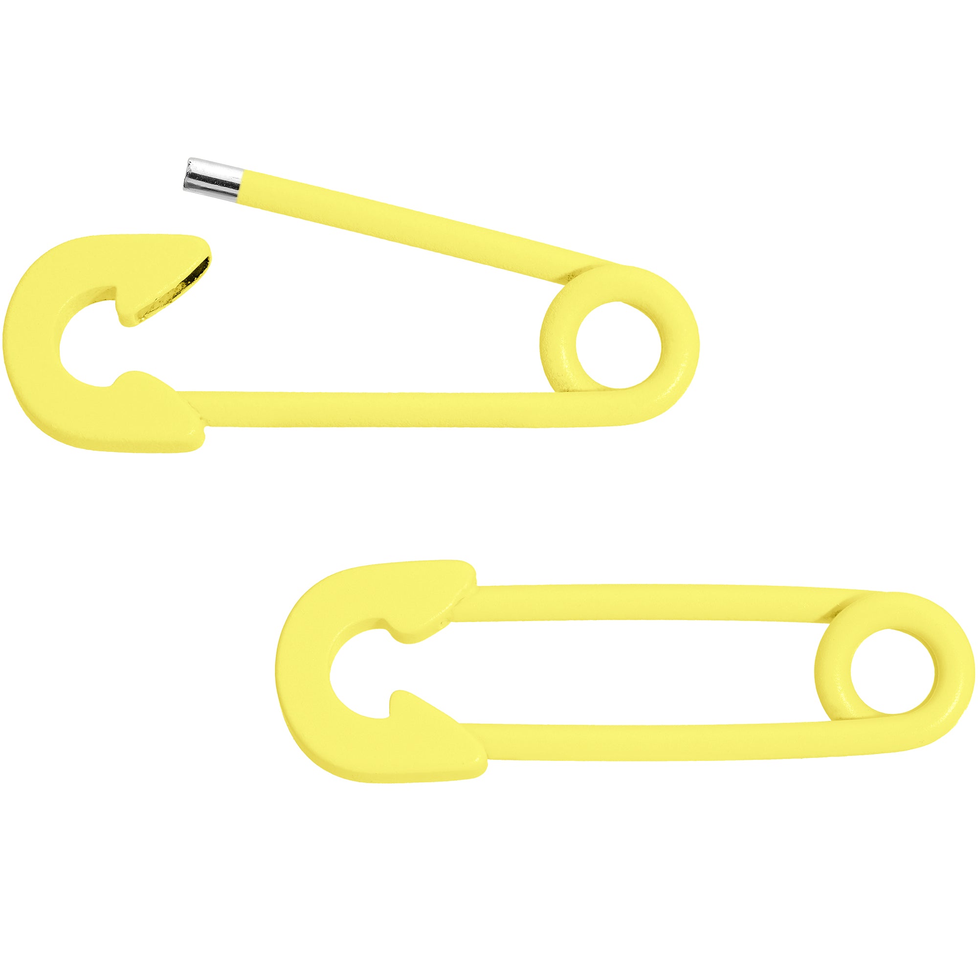 14G 3/4 Yellow Matte Punk Safety Pin Barbell Nipple Ring Set
