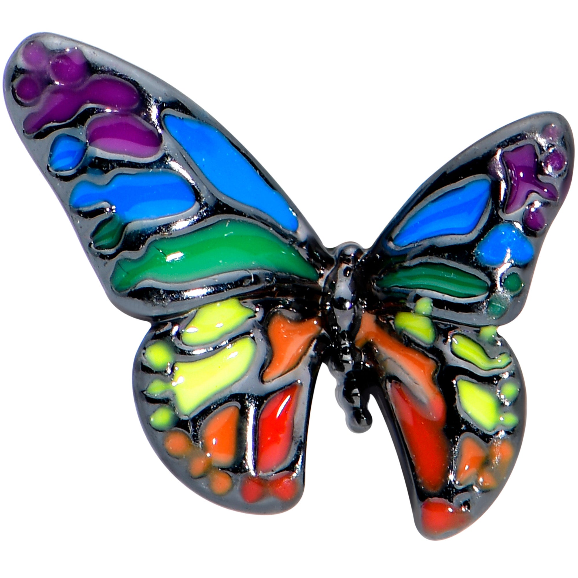 16G 5/16 Black Rainbow Pride Butterfly Labret Monroe Tragus