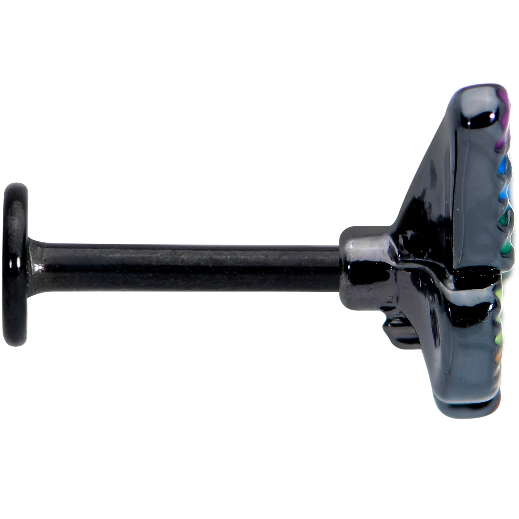 16G 5/16 Black Rainbow Pride Butterfly Labret Monroe Tragus