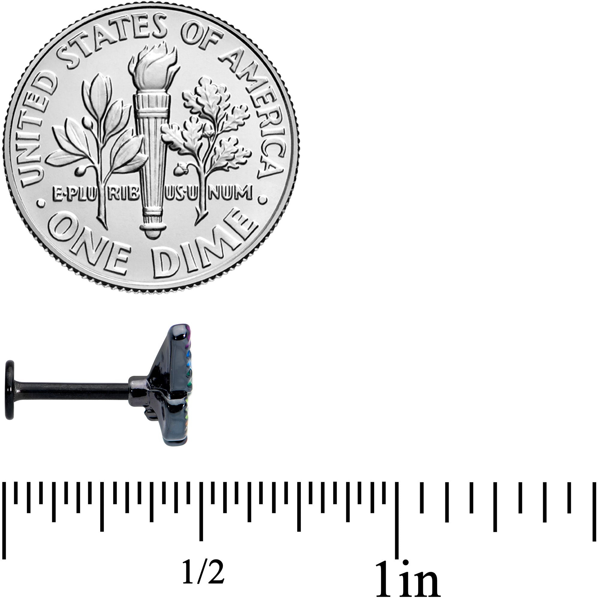 16G 5/16 Black Rainbow Pride Butterfly Labret Monroe Tragus