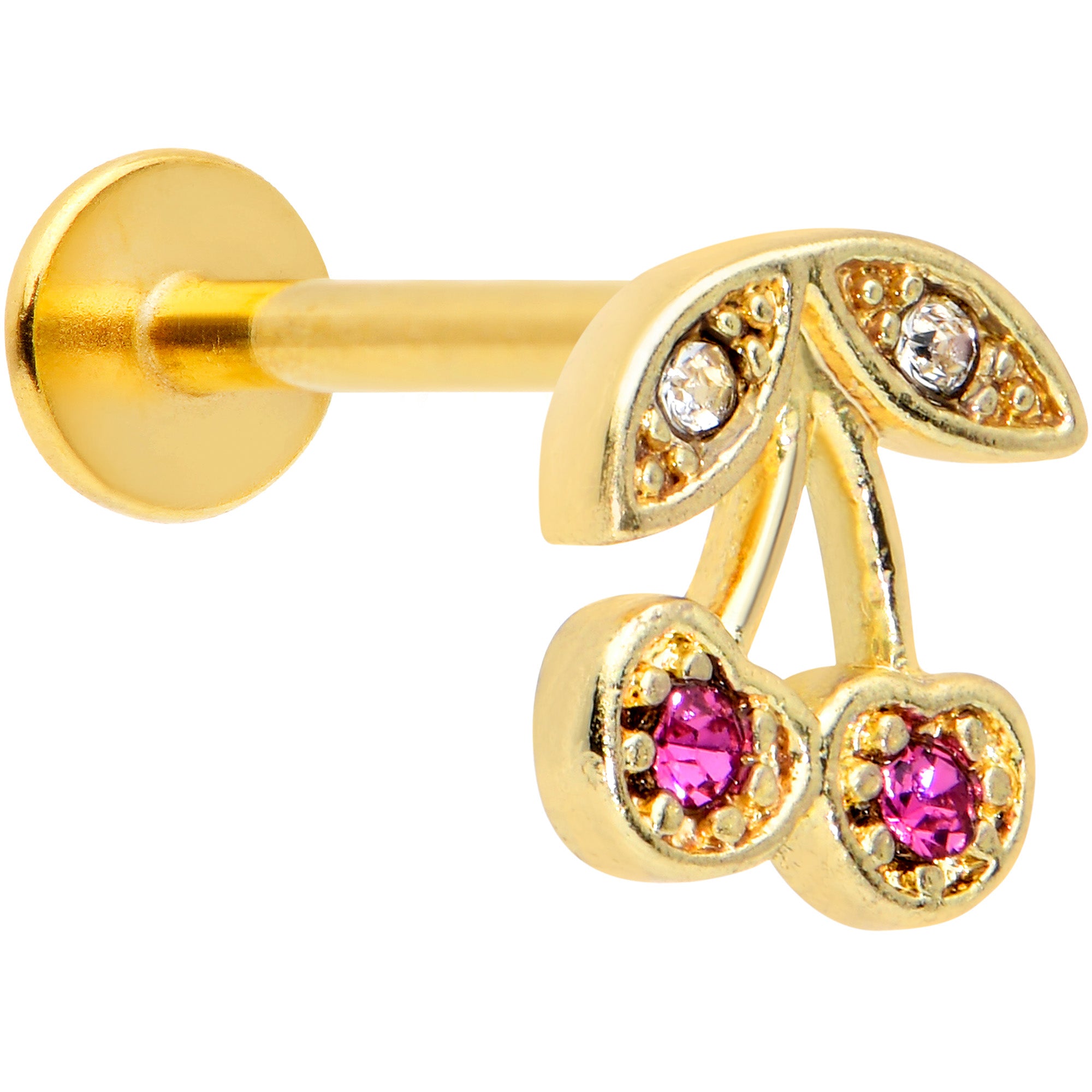 16G 5/16 Clear Purple Gem Gold Tone Very Cherry Labret Tragus