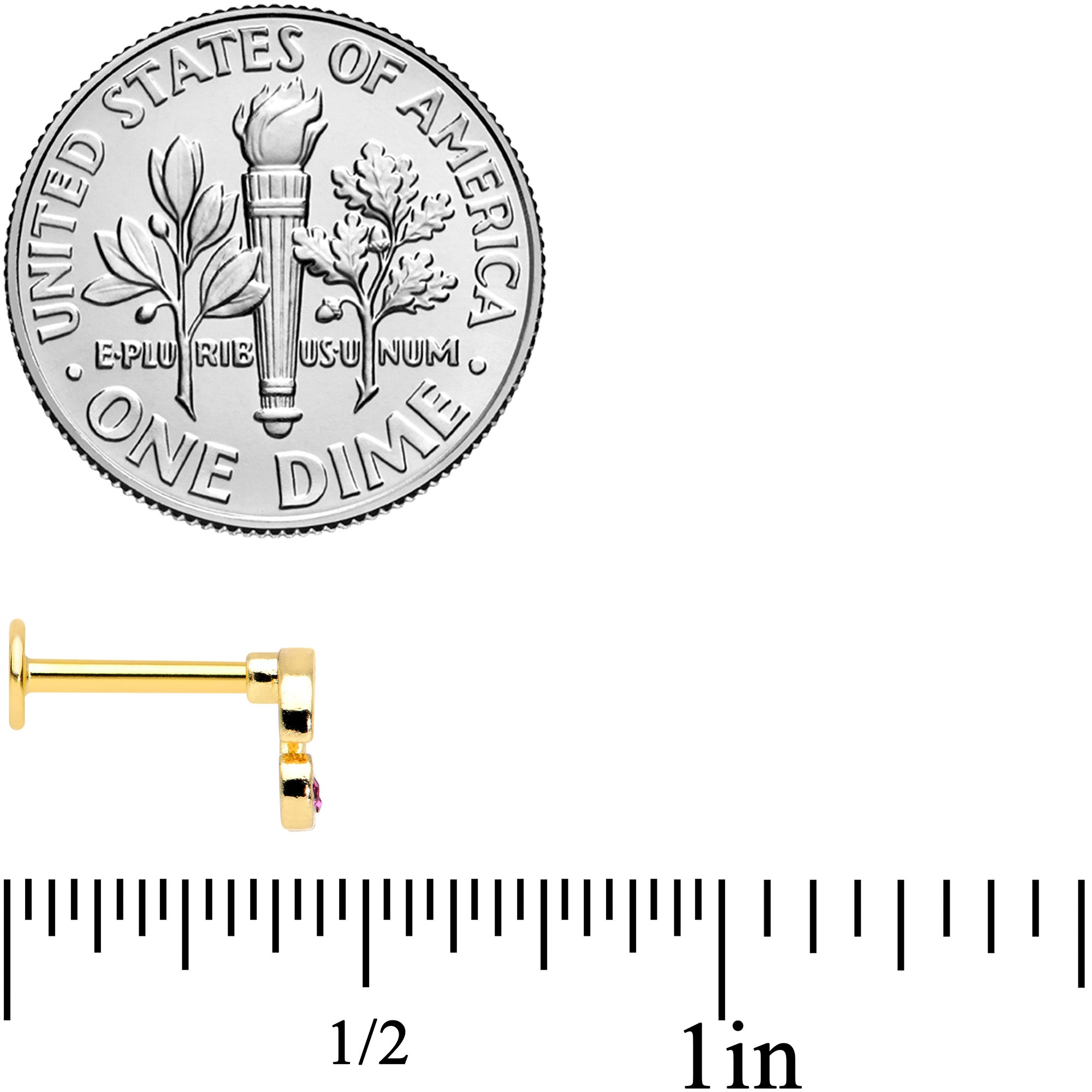 16G 5/16 Clear Purple Gem Gold Tone Very Cherry Labret Tragus