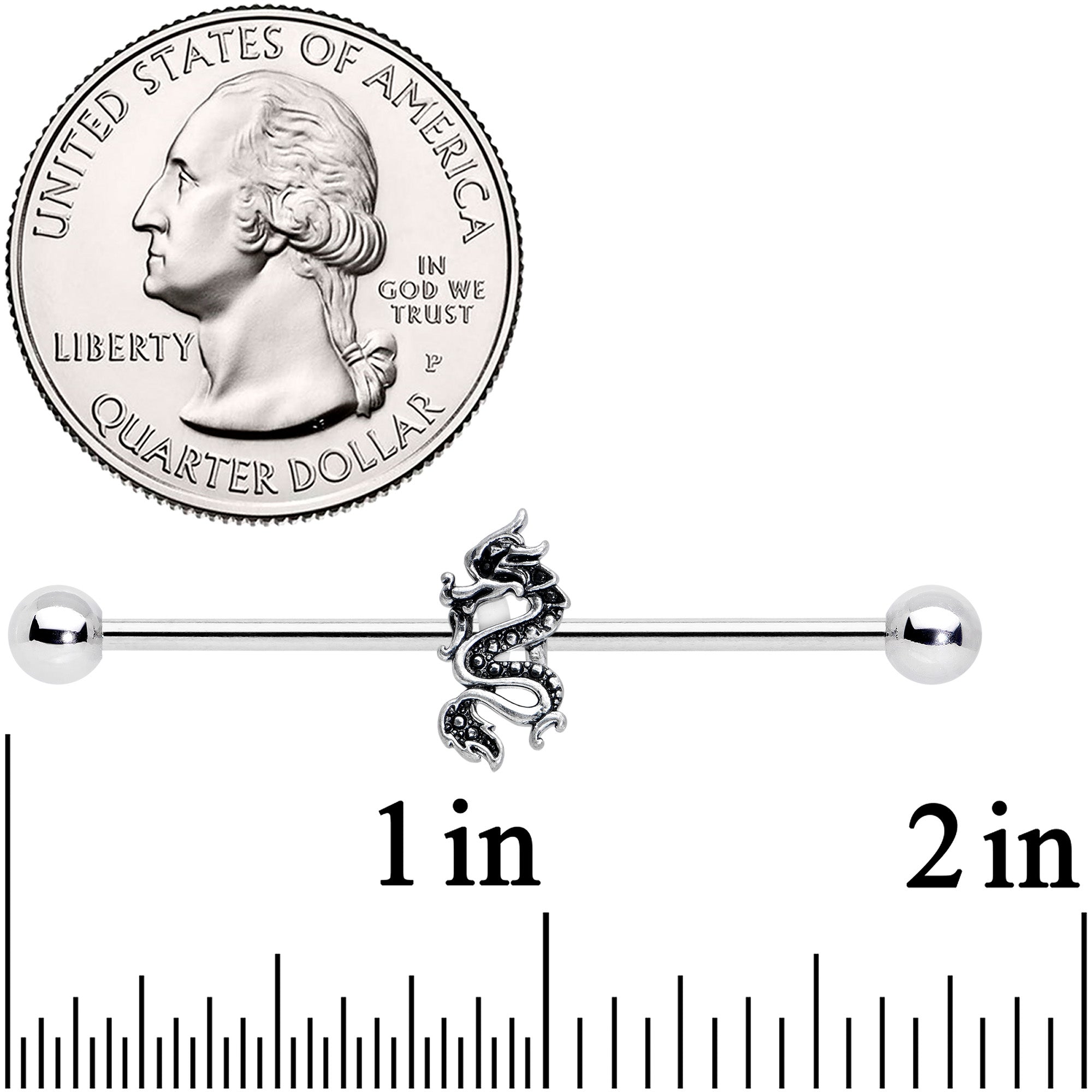 14G Regal Medieval Dragon Industrial Barbell 38mm