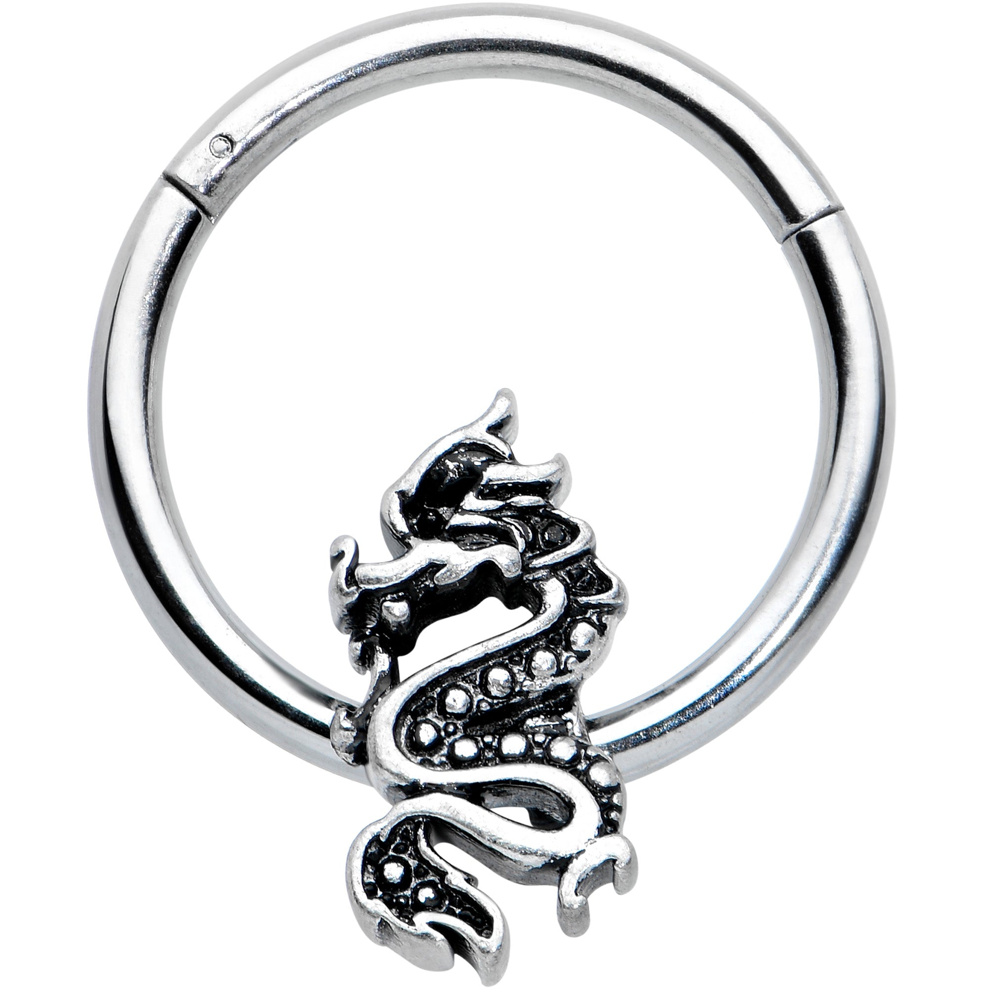 16G 3/8 Regal Medieval Dragon Hinged Segment Ring