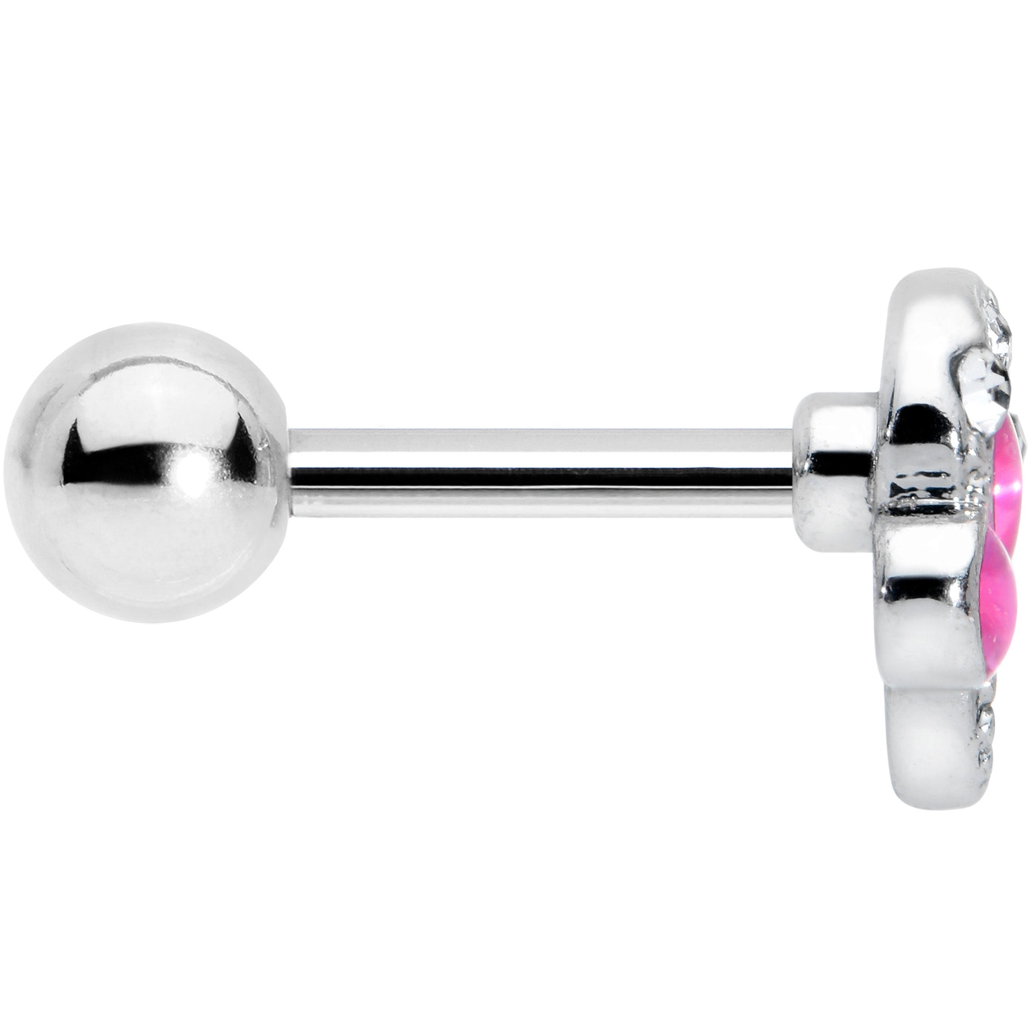 16G 1/4 Clear Pink Gem Curve Heart Valentines Day Cartilage Tragus