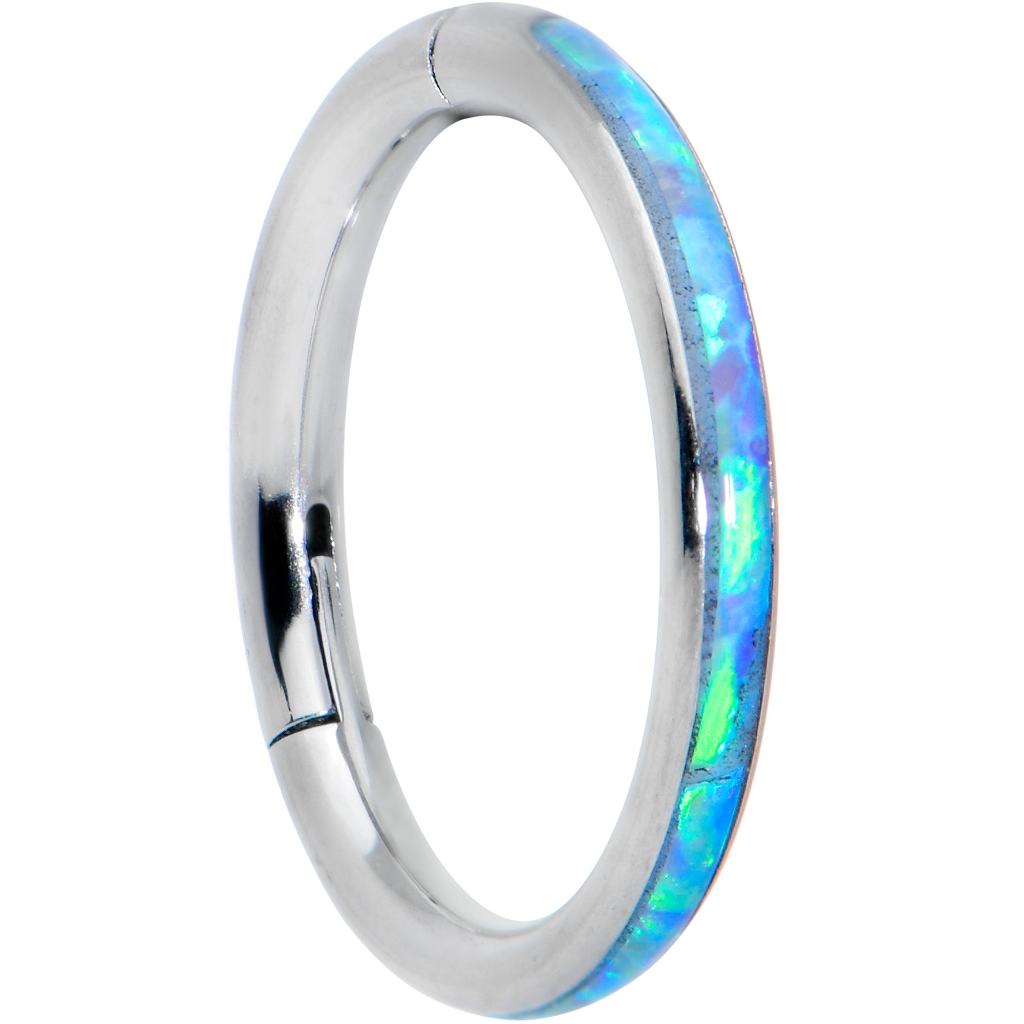 16G 5/16 Blue Synthetic Opal Forward Facing Hinged Segment Ring