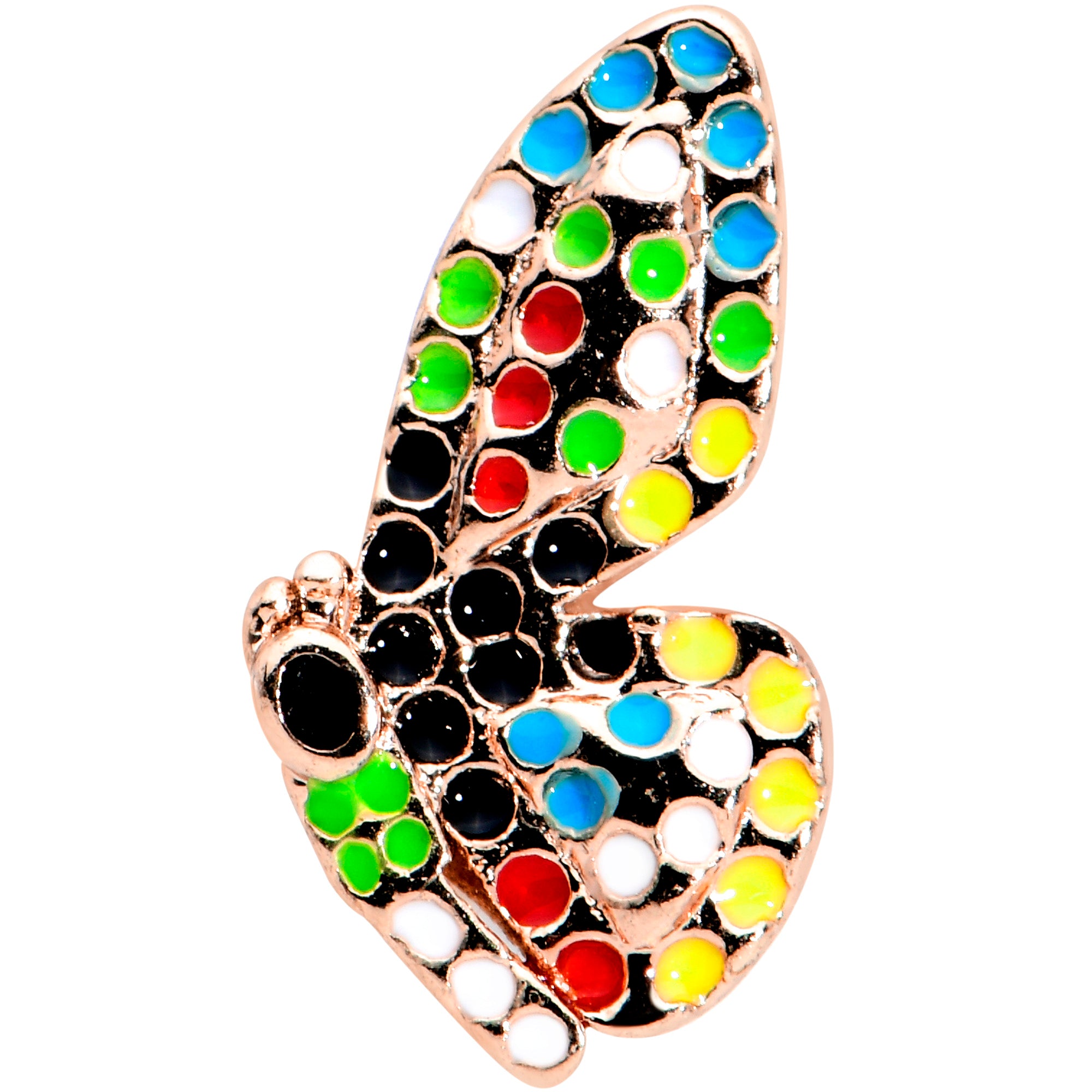 16G 1/4 Rose Gold Tone Mosaic Butterfly Cartilage Tragus Earring