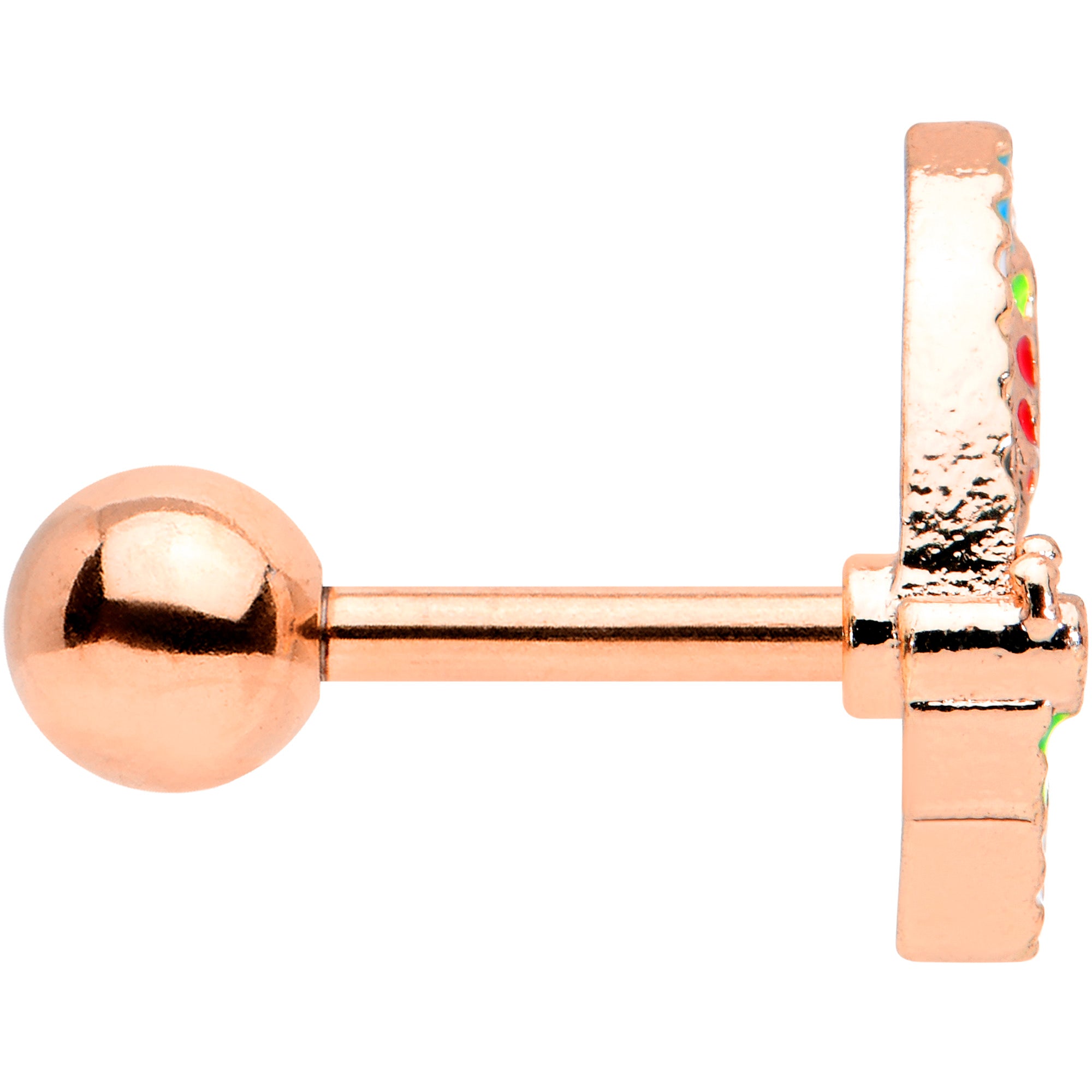 16G 1/4 Rose Gold Tone Mosaic Butterfly Cartilage Tragus Earring