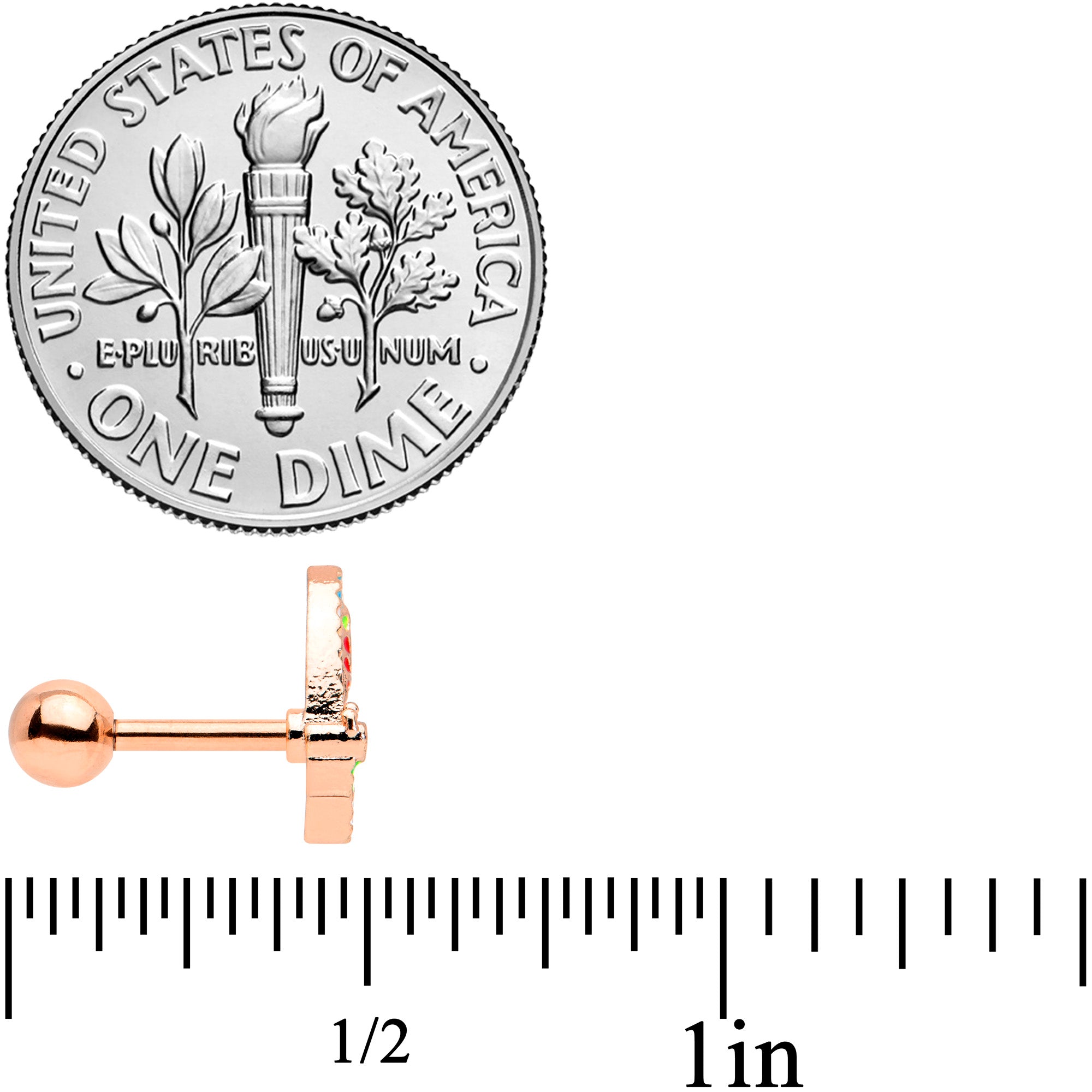 16G 1/4 Rose Gold Tone Mosaic Butterfly Cartilage Tragus Earring