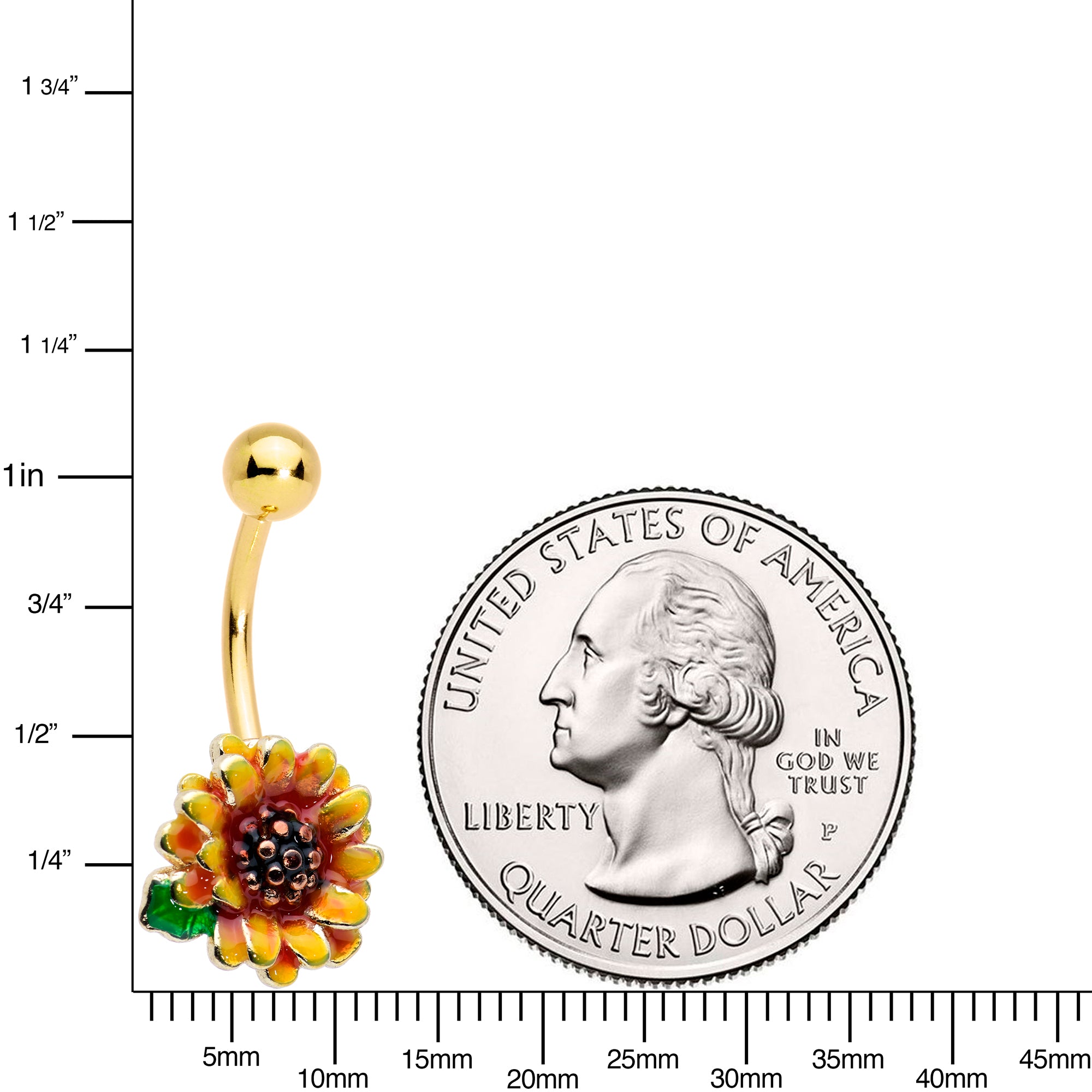 Gold Tone Summer Floral Sunflower Belly Ring